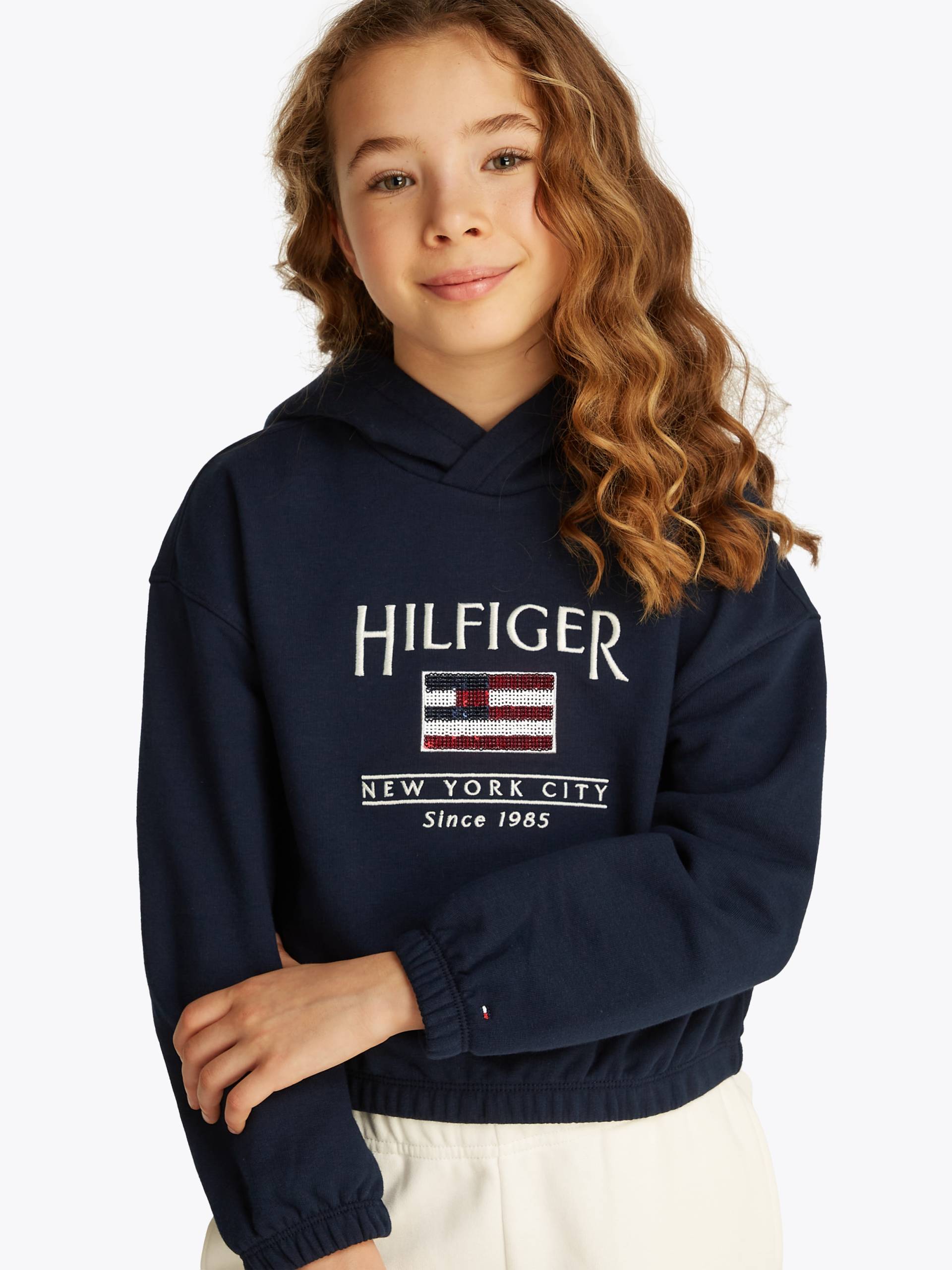 Tommy Hilfiger Kapuzensweatshirt »HILFIGER SEQUIN FLAG HOODIE«, mit Pailetten, mit Logostickereien von Tommy Hilfiger