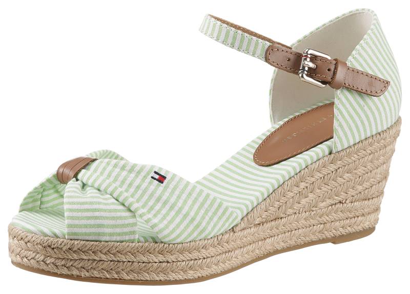 Tommy Hilfiger Keilsandalette »HIGH WEDGE SEERSUCKER«, mit gestickter Logoflagge von Tommy Hilfiger