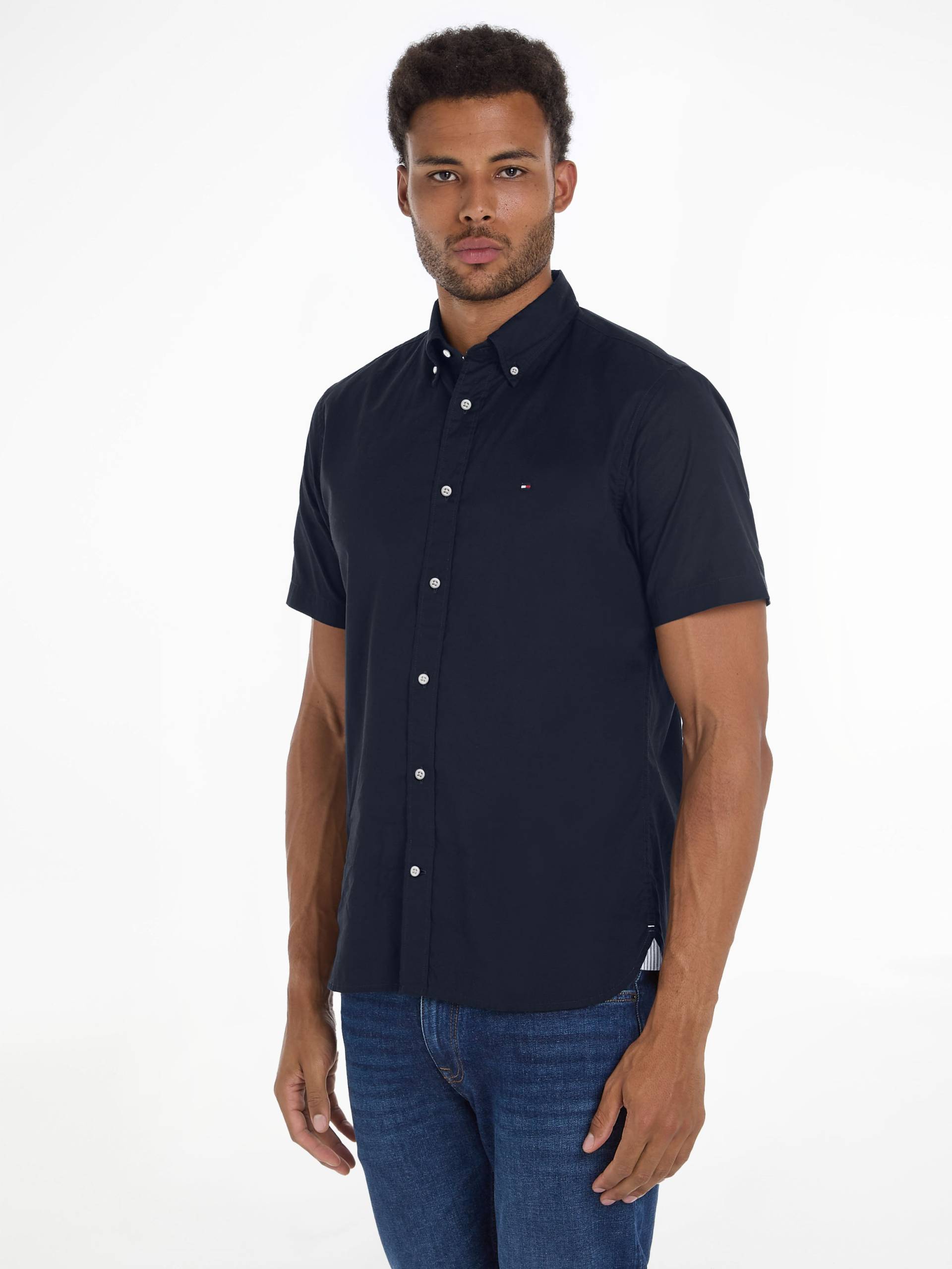 Tommy Hilfiger Kurzarmhemd »FLEX POPLIN RF SHIRT S/S«, mit Hemdblusenkragen von Tommy Hilfiger