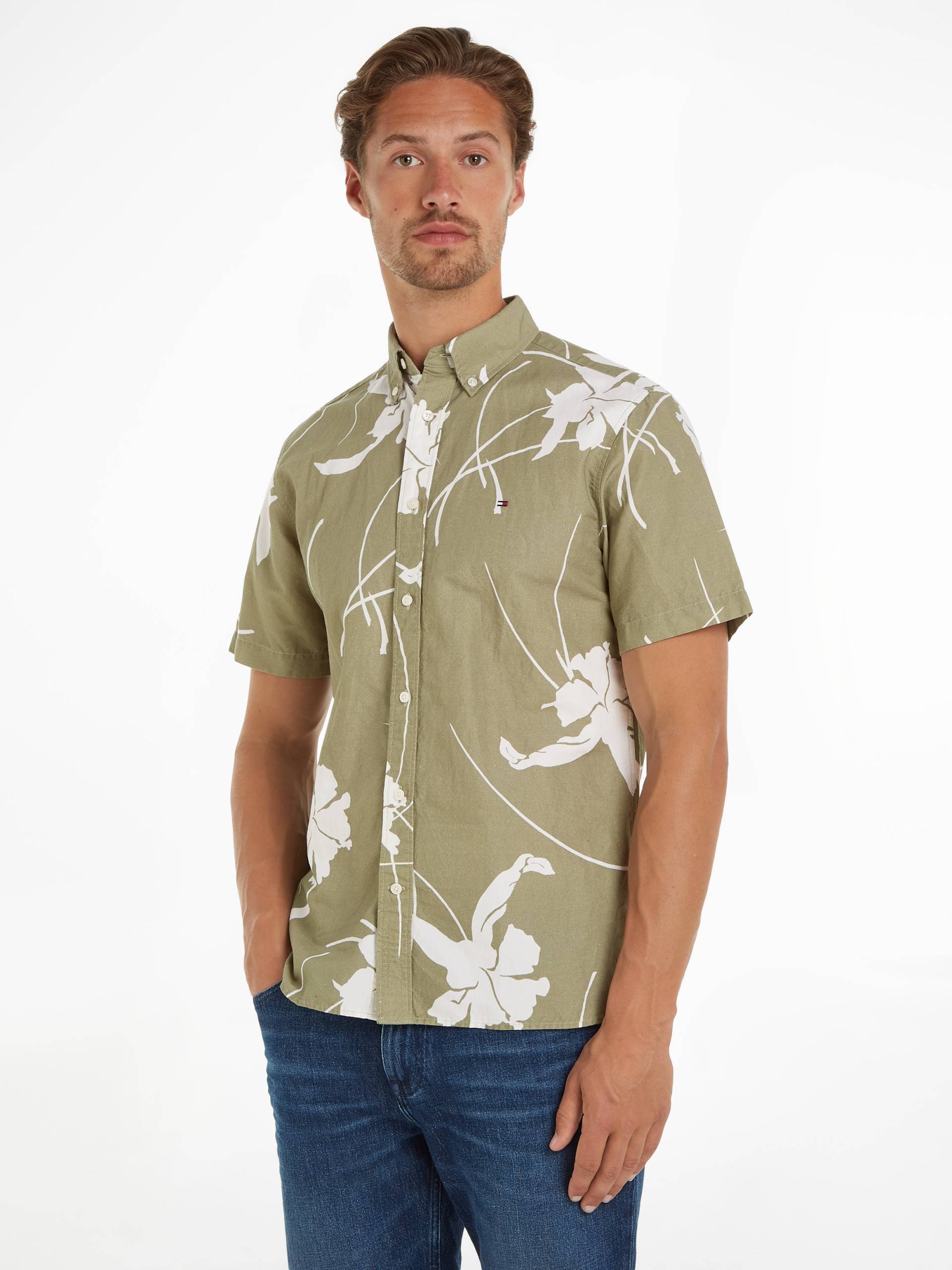 Tommy Hilfiger Kurzarmhemd »LARGE TROPICAL PRT SHIRT«, kontrastfarbener Blumenprint von Tommy Hilfiger