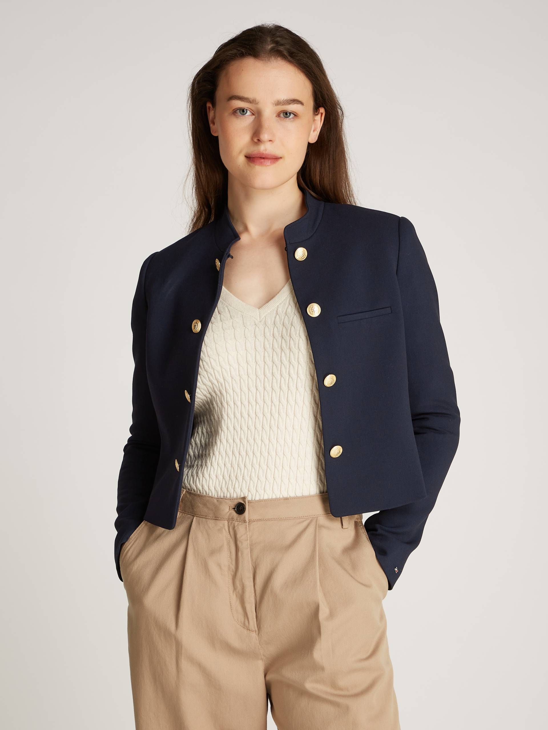 Tommy Hilfiger Kurzblazer »PUNTO SHORT SB BLAZER JACKET«, mit goldfarbenen Knöpfen von Tommy Hilfiger