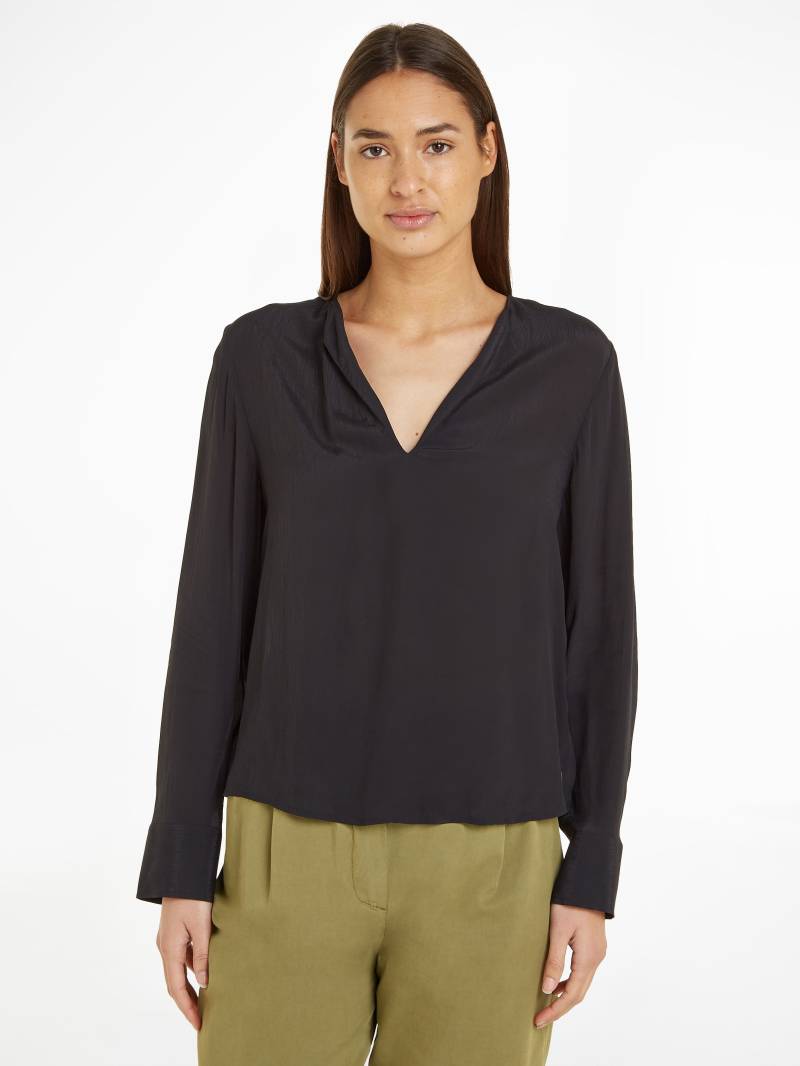 Tommy Hilfiger Langarmbluse »VISCOSE CREPE V-NECK BLOUSE«, in Unifarbe von Tommy Hilfiger