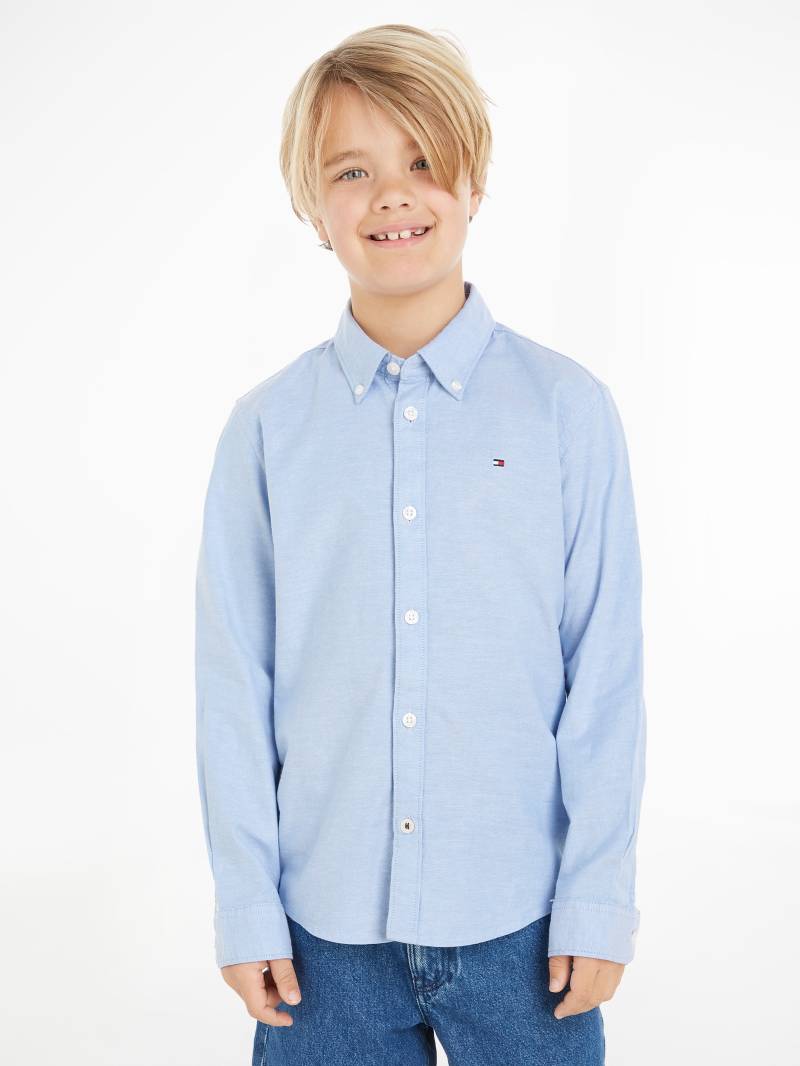 Tommy Hilfiger Langarmhemd »BOYS STRETCH OXFORD SHIRT L/S«, Kinder bis 16 Jahre, Button-down-Kragen, Langarm, Logo-Flag von Tommy Hilfiger