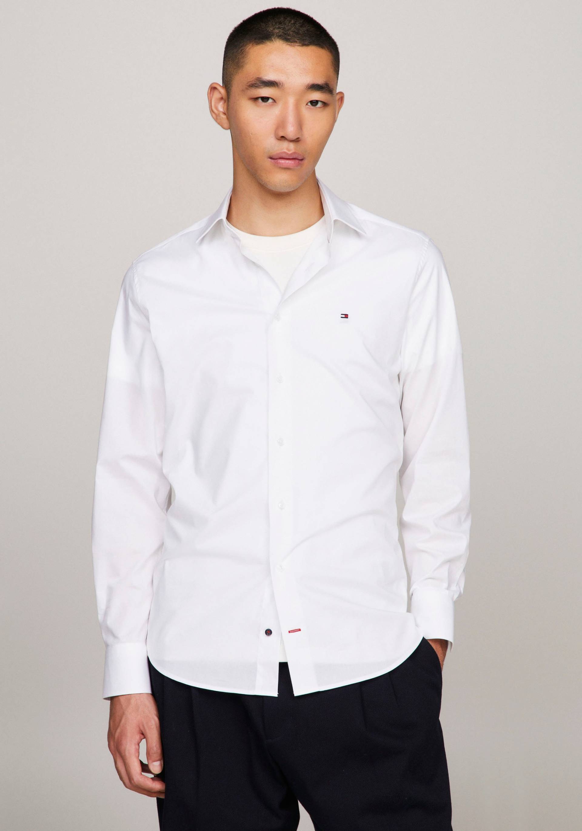 Tommy Hilfiger Langarmhemd »CL FLEX POPLIN RF SHIRT«, mit dezenter Labelflag auf der Brust von Tommy Hilfiger