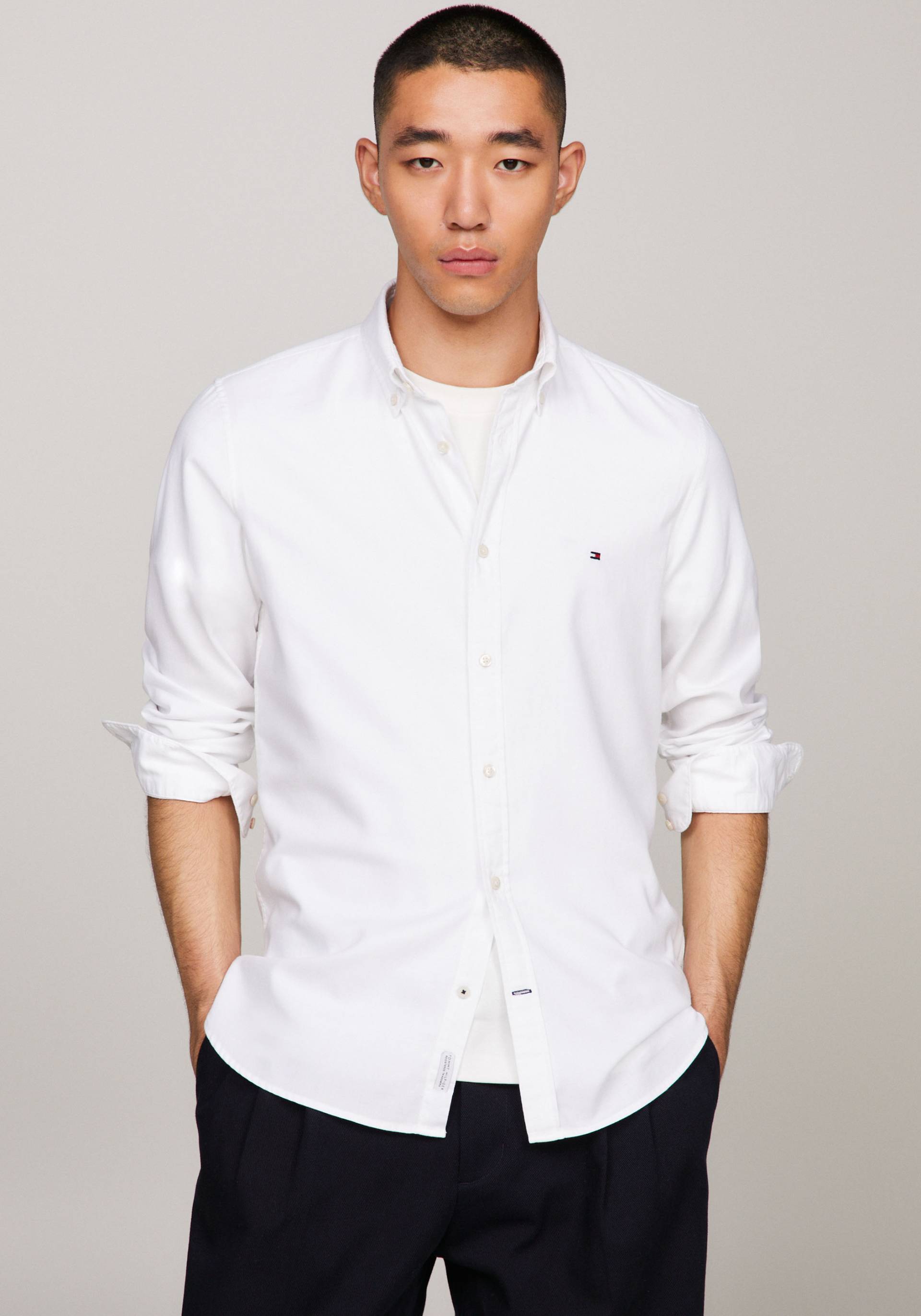 Tommy Hilfiger Langarmhemd »FLEX DOBBY SF SHIRT«, mit Knopfleiste von Tommy Hilfiger