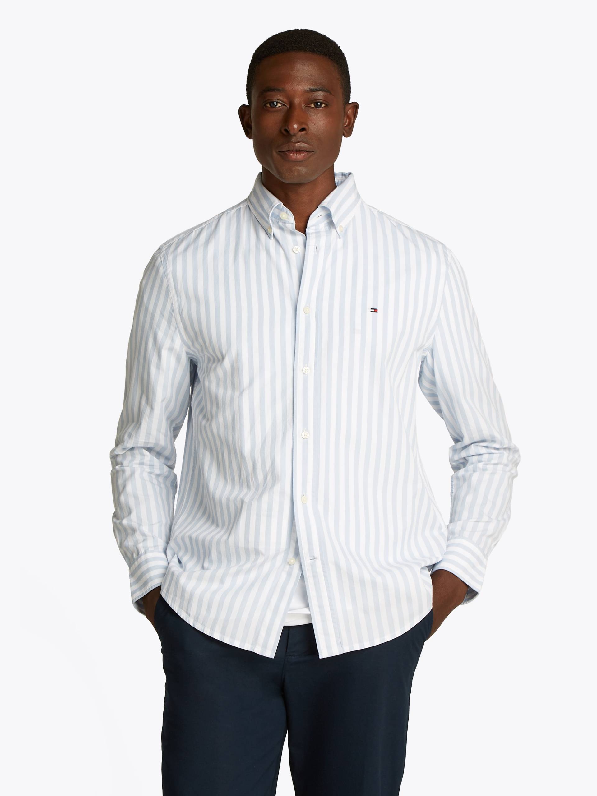 Tommy Hilfiger Langarmhemd »FLEX POPLIN BOLD STRIPE RF SHIRT«, Mit Rundhalsausschnitt von Tommy Hilfiger