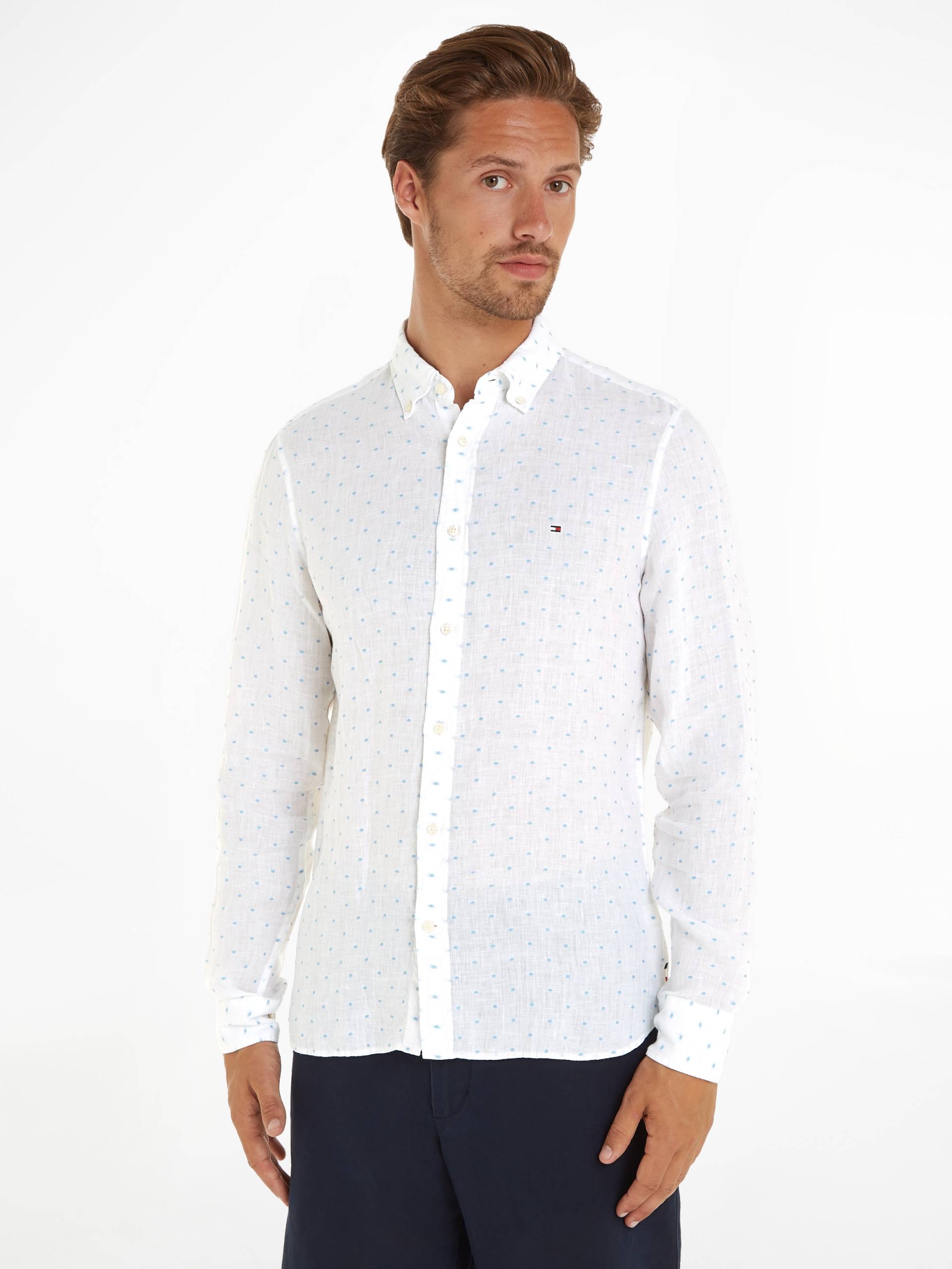 Tommy Hilfiger Langarmhemd »LINEN FIL COUPE SF SHIRT«, modisch gepunktet von Tommy Hilfiger