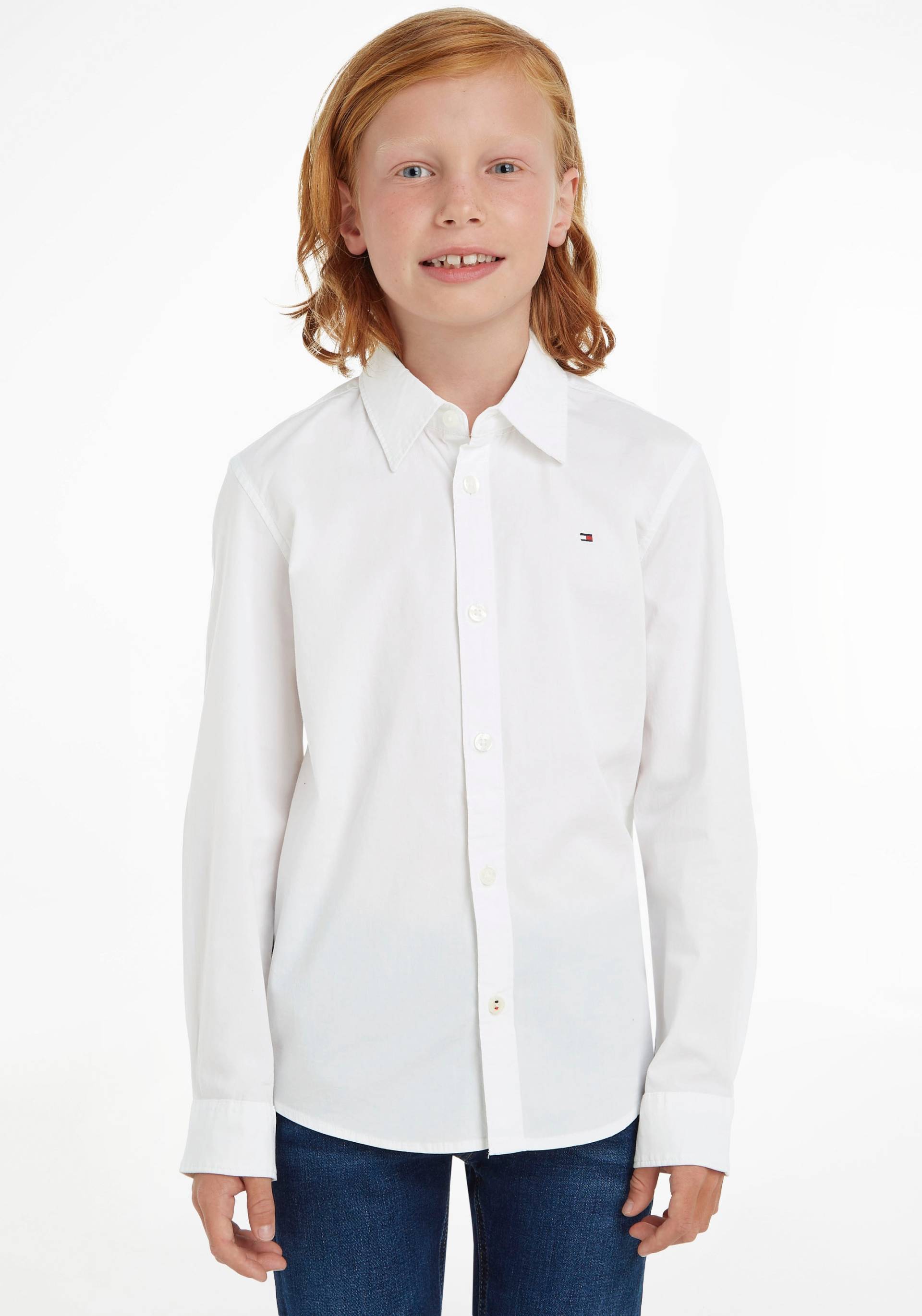 Tommy Hilfiger Langarmhemd »SOLID STRETCH POPLIN SHIRT L/S«, Kinder Kids Junior MiniMe von Tommy Hilfiger