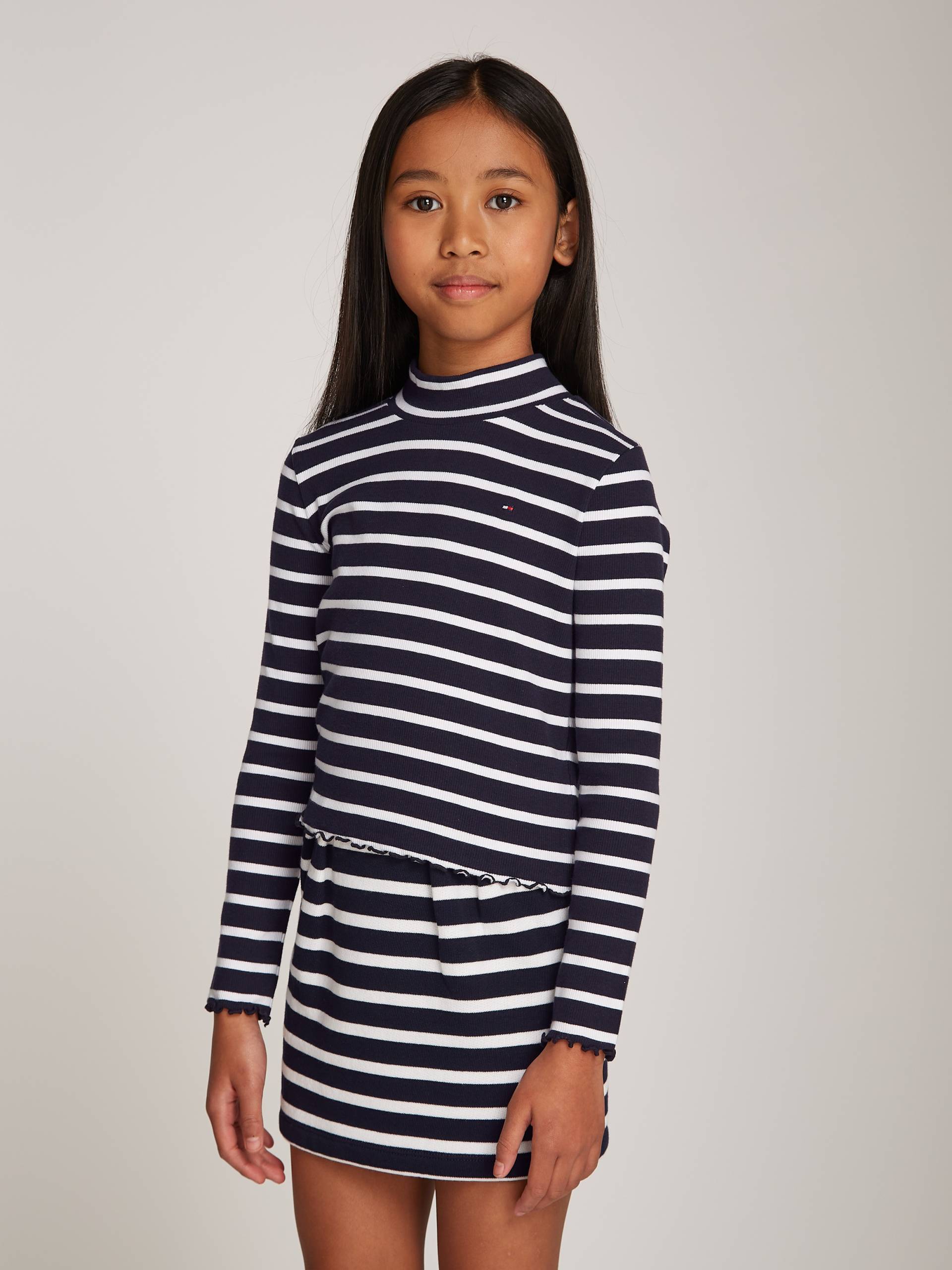 Tommy Hilfiger Langarmshirt »MOCK NECK RIB TOP LS«, im Streifendesign, mit Babylock-Saum von Tommy Hilfiger