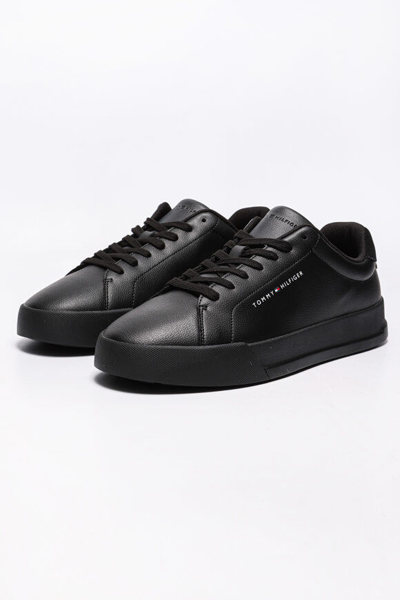 Tommy Hilfiger Leather Grain Essential Sneaker | Black | Herren  | EU40 von Tommy Hilfiger