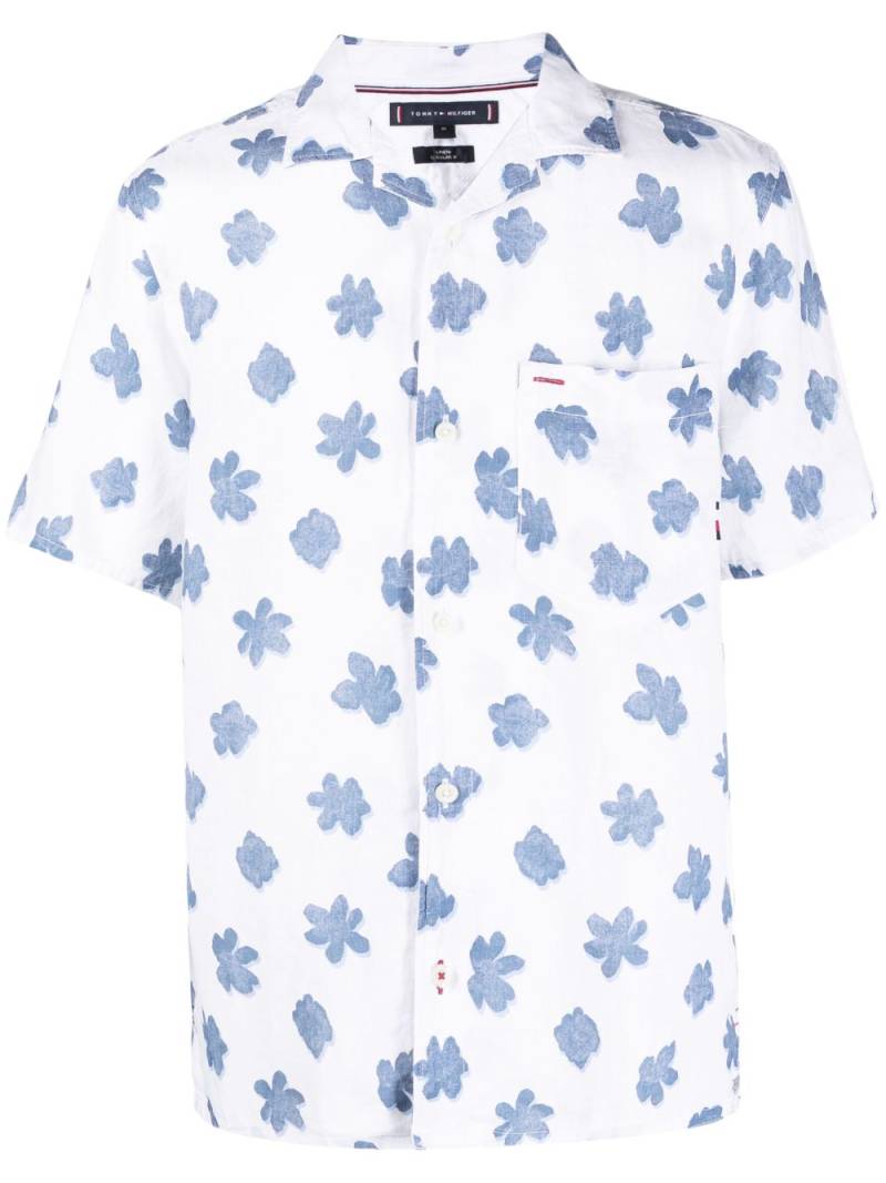 Tommy Hilfiger Mono Flower linen shirt - White von Tommy Hilfiger