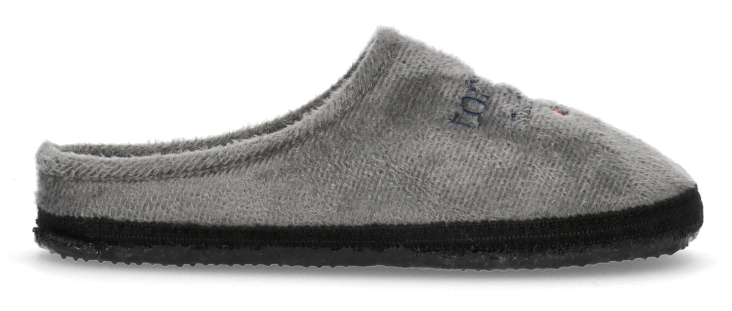 Tommy Hilfiger Pantoffel »INDOOR SLIPPER GREY«, mit Logostickerei von Tommy Hilfiger