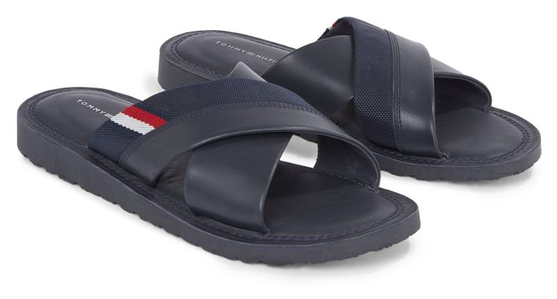 Tommy Hilfiger Pantolette »CORE HILFIGER LTH CRISS C SANDAL«, Sommerschuh, Schlappen, Poolslides, in lässigem Style von Tommy Hilfiger