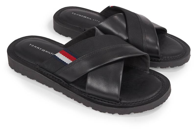 Tommy Hilfiger Pantolette »CORE HILFIGER LTH CRISS C SANDAL«, Sommerschuh, Schlappen, Poolslides, in lässigem Style von Tommy Hilfiger