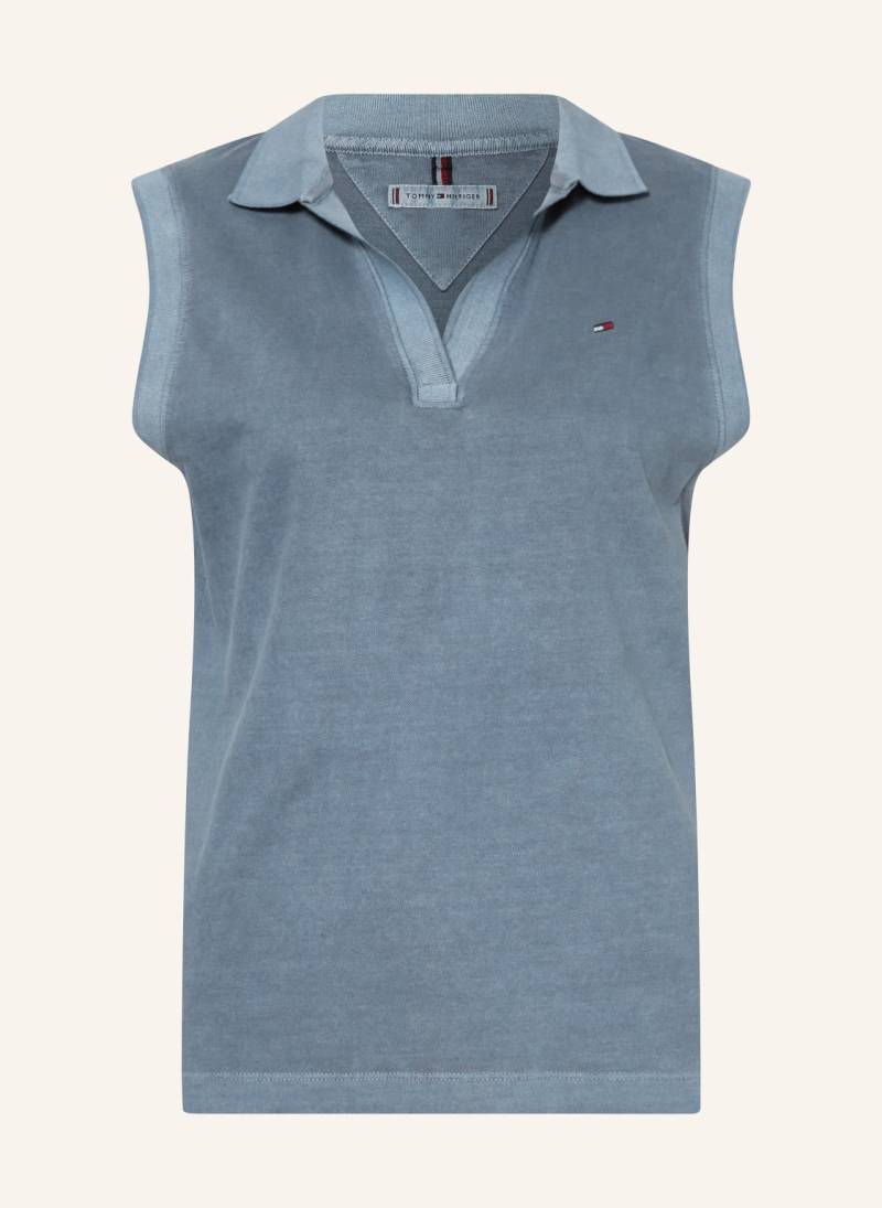 Tommy Hilfiger Piqué-Top blau von Tommy Hilfiger