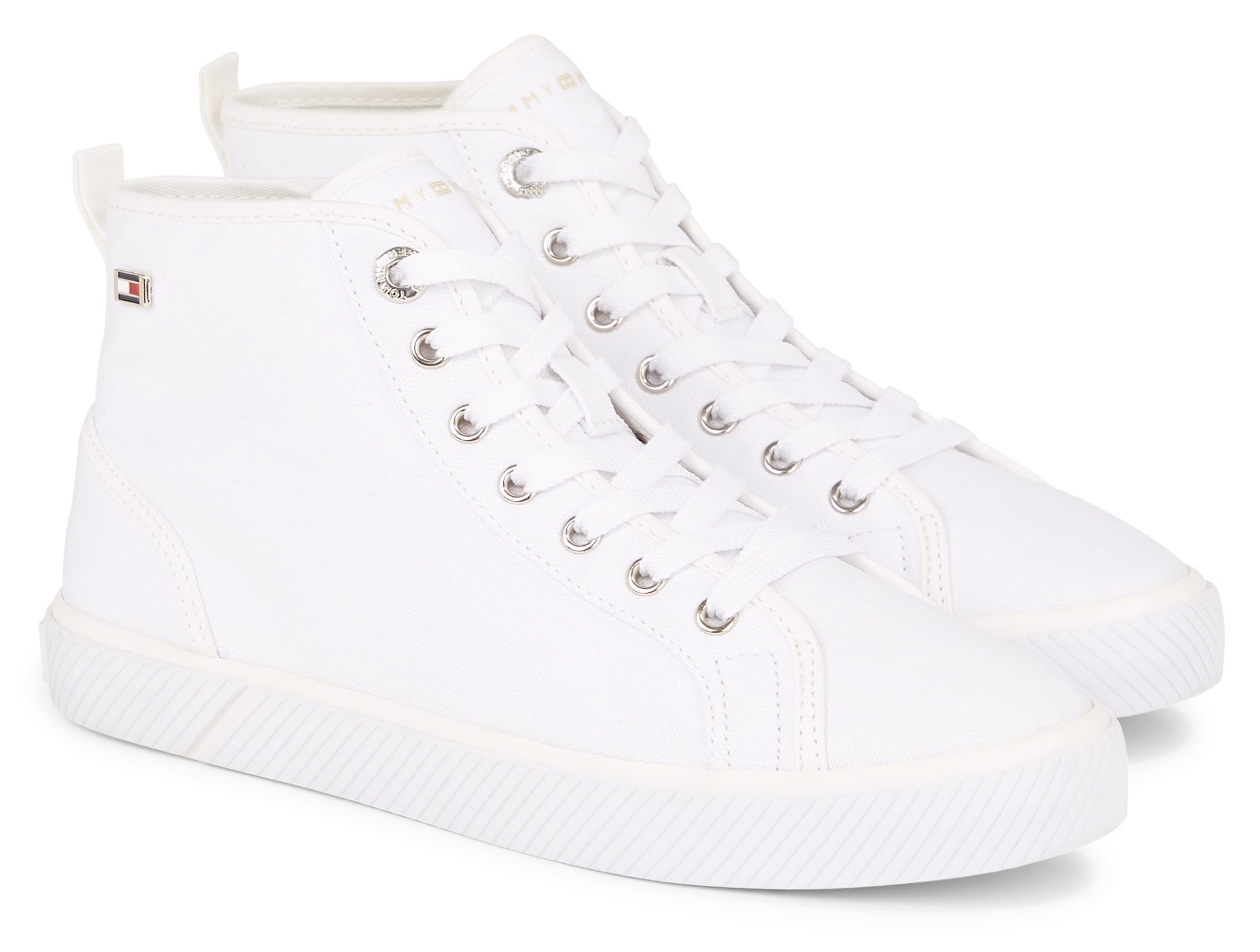 Tommy Hilfiger Plateausneaker »VULC CANVAS SNEAKER HI«, Schnürschuh, Freizeitschuh, High Top-Sneaker mit Logo-Emblem von Tommy Hilfiger