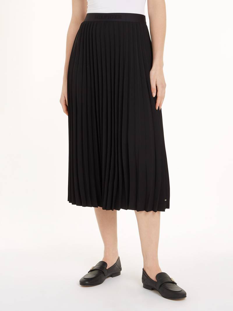 Tommy Hilfiger Plisseerock »FLUID TWILL PLEATED MIDI SKIRT«, Webrock mit Markenlabel von Tommy Hilfiger