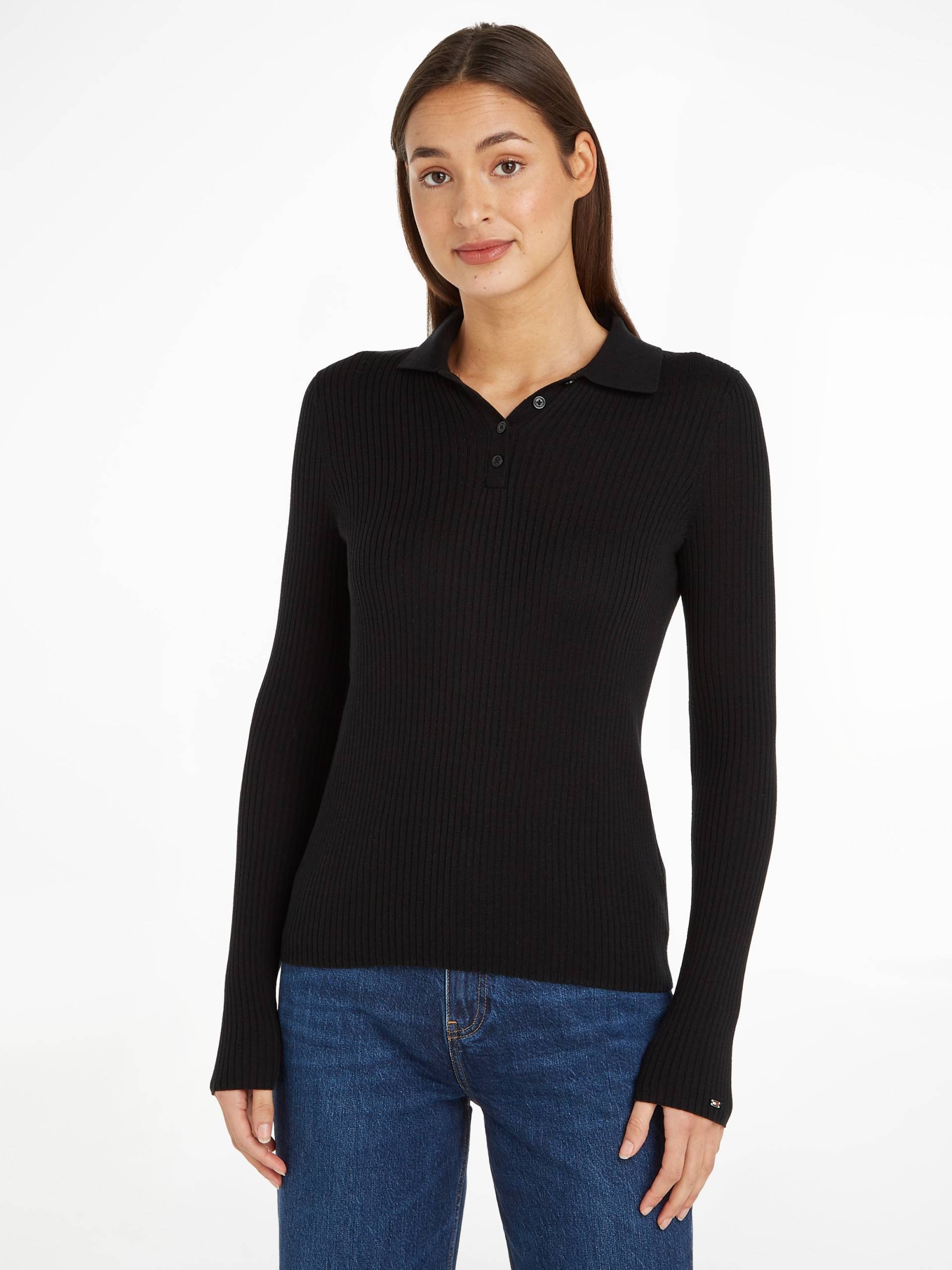 Tommy Hilfiger Polokragenpullover »FINE RIBS POLO SWEATER«, mit kurzer Knopfleiste von Tommy Hilfiger