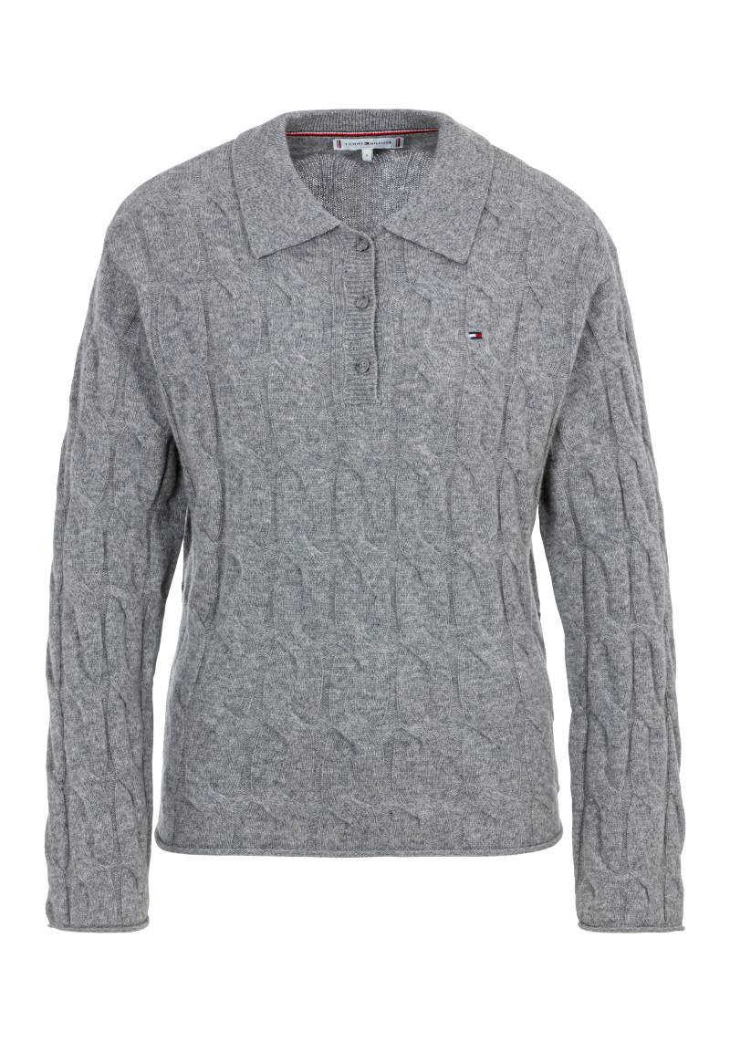 Tommy Hilfiger Polokragenpullover »SOFT WOOL CABLE POLO SWEATER«, mit Kragen & Knopfleiste, Zopfmuster allover von Tommy Hilfiger