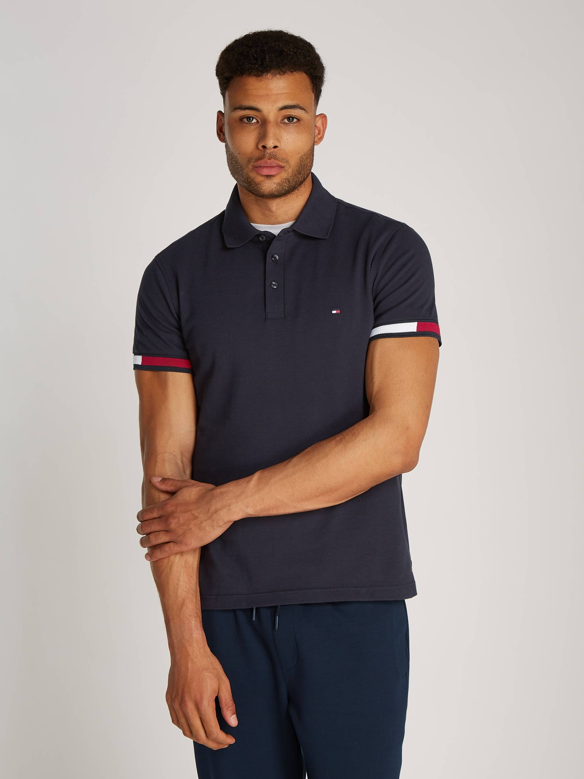 Tommy Hilfiger Poloshirt »FLAG CUFF SLIM POLO«, mit Kontrast-Details von Tommy Hilfiger