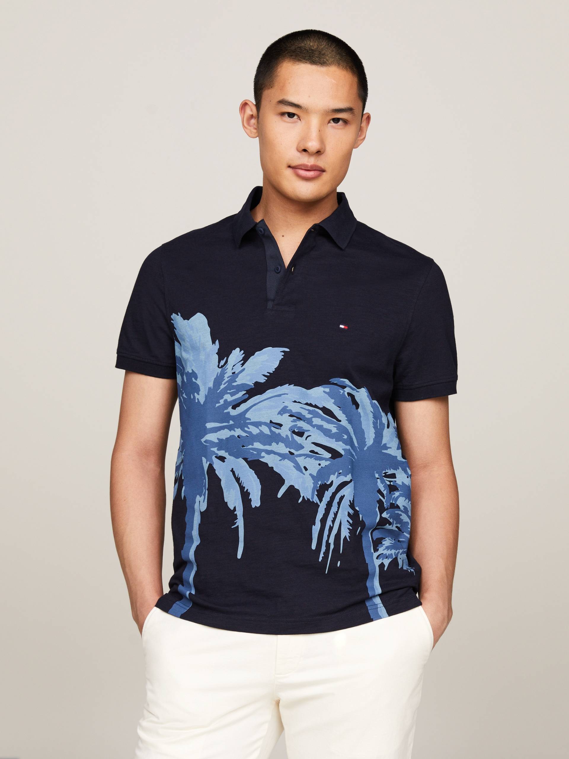 Tommy Hilfiger Poloshirt »PALM PLACEMENT PRINT REG POLO«, kontrastreicher Palmenprint von Tommy Hilfiger