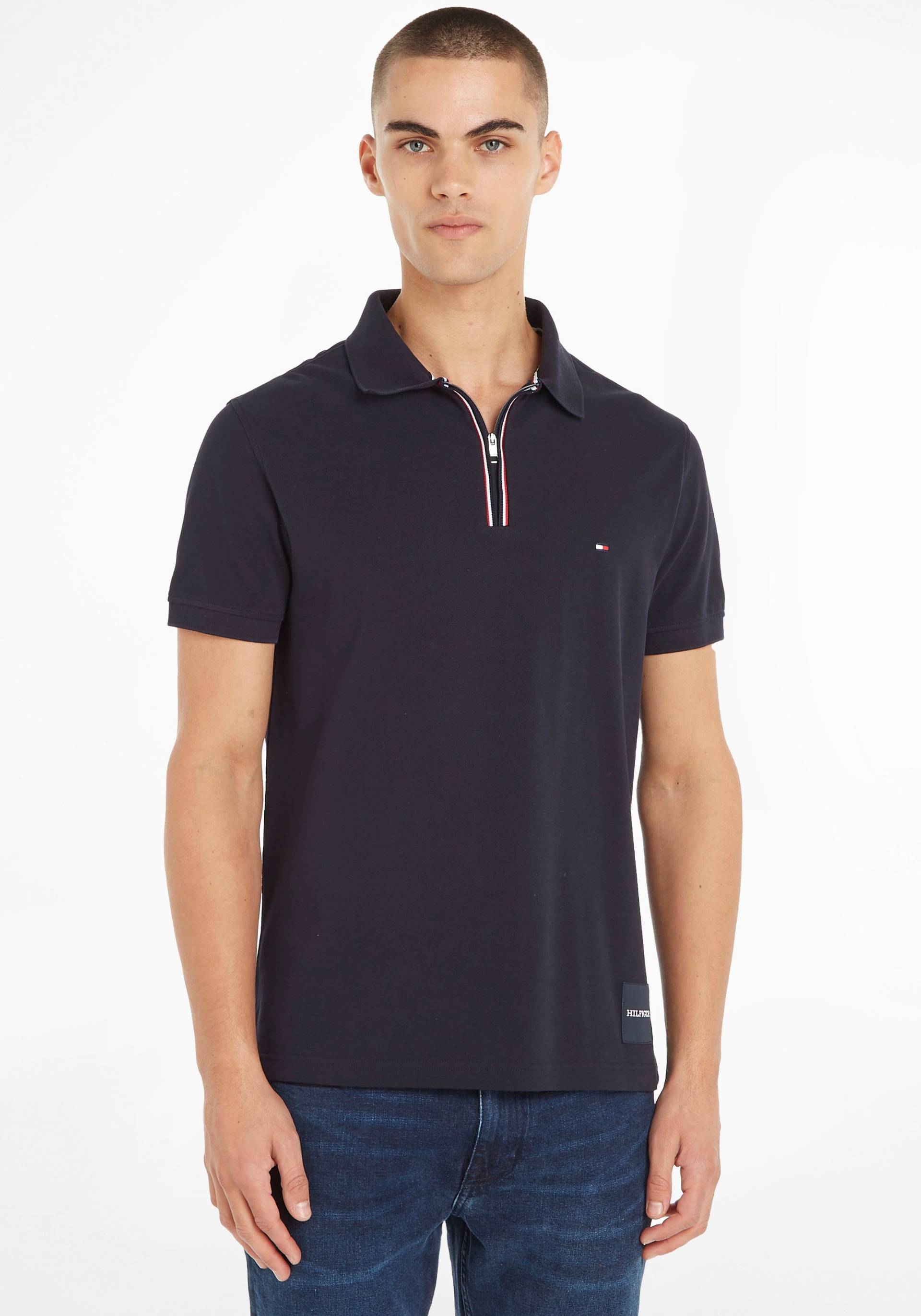 Tommy Hilfiger Poloshirt »RWB ZIP TIP SLIM POLO«, mit Tommy Hilfiger-Logo-Patch am Saum von Tommy Hilfiger