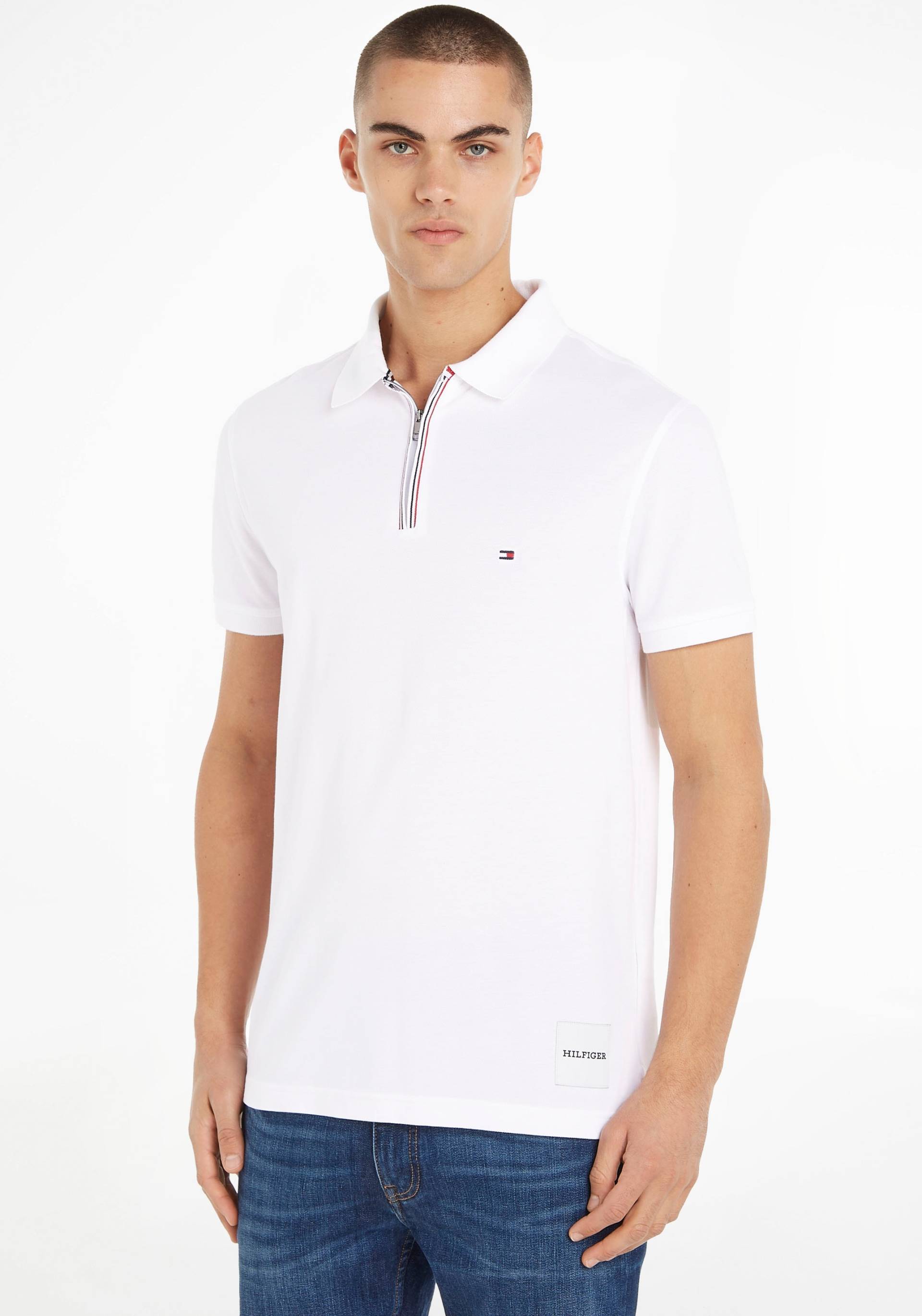 Tommy Hilfiger Poloshirt »RWB ZIP TIP SLIM POLO«, mit Tommy Hilfiger-Logo-Patch am Saum von Tommy Hilfiger