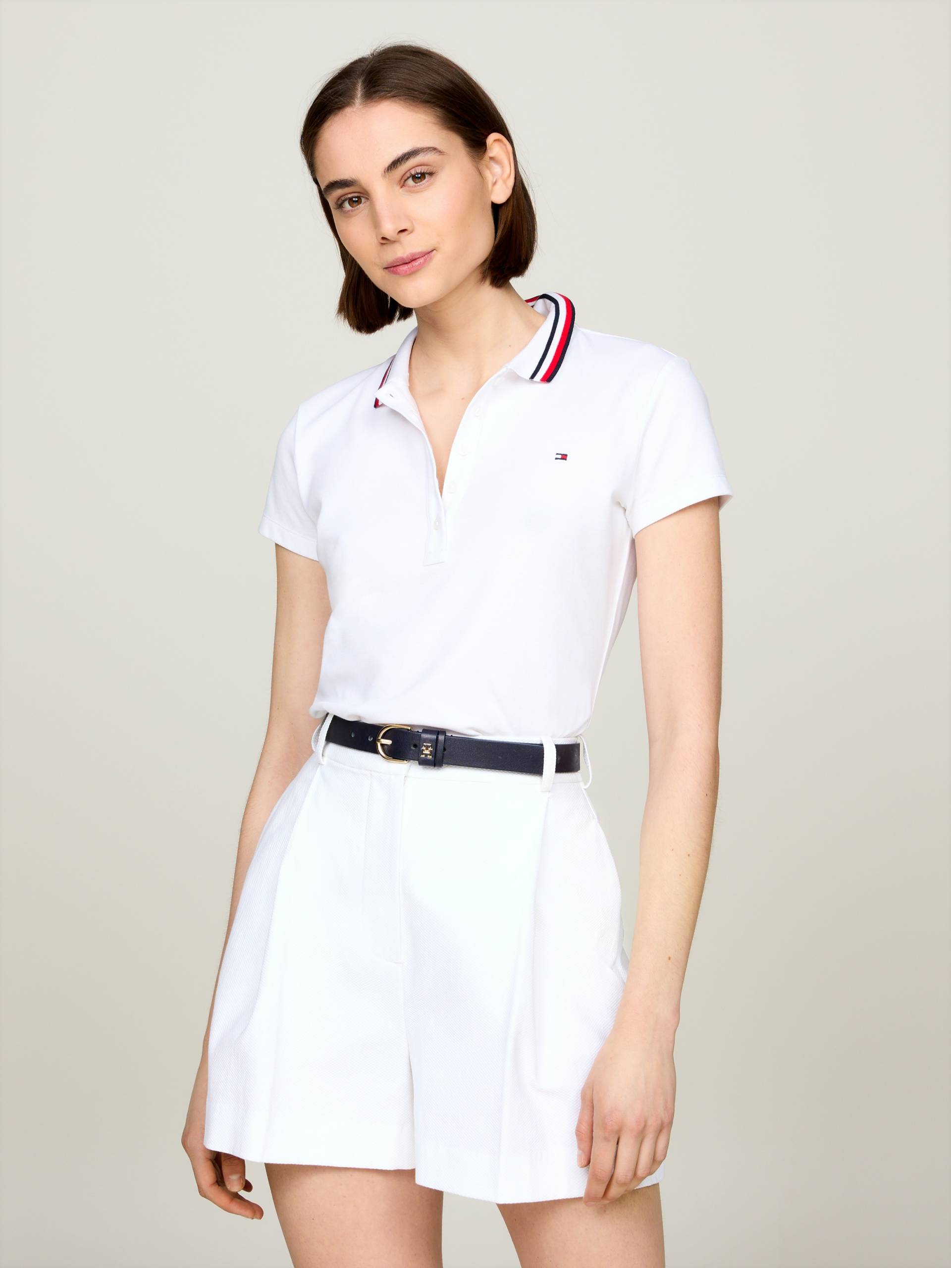 Tommy Hilfiger Poloshirt »SLIM GLOBAL STRIPE POLO SS«, Polokragen mit Kontraststreifen, kleine Knopleiste von Tommy Hilfiger