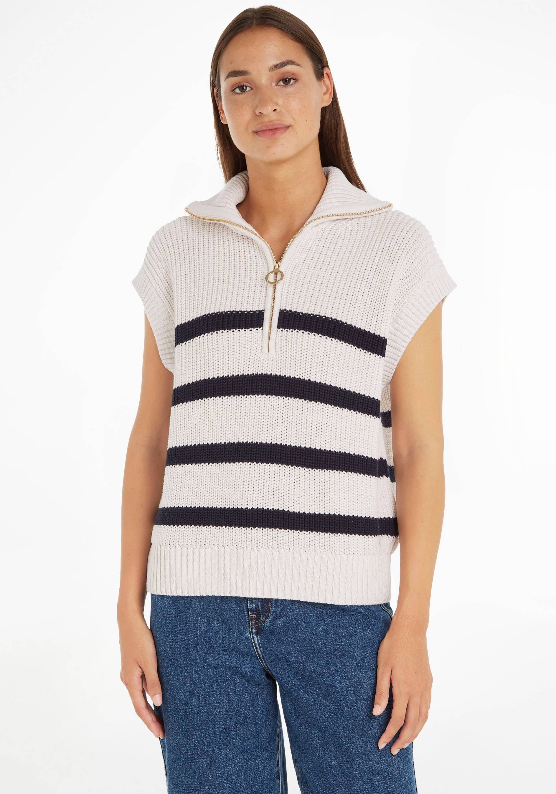 Tommy Hilfiger Pullunder »CO STP HIGH-NK 1/2 ZIP VEST«, im Streifen-Dessin von Tommy Hilfiger