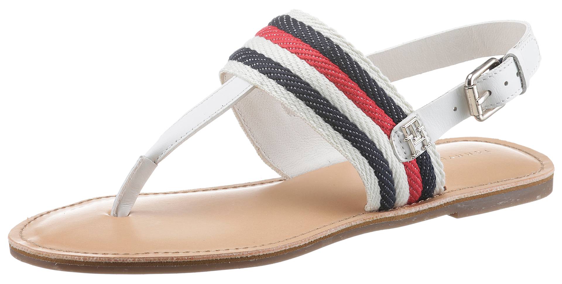 Tommy Hilfiger Riemchensandale »FLAT SANDAL CORPORATE«, mit Streifen in Tommy Farben von Tommy Hilfiger