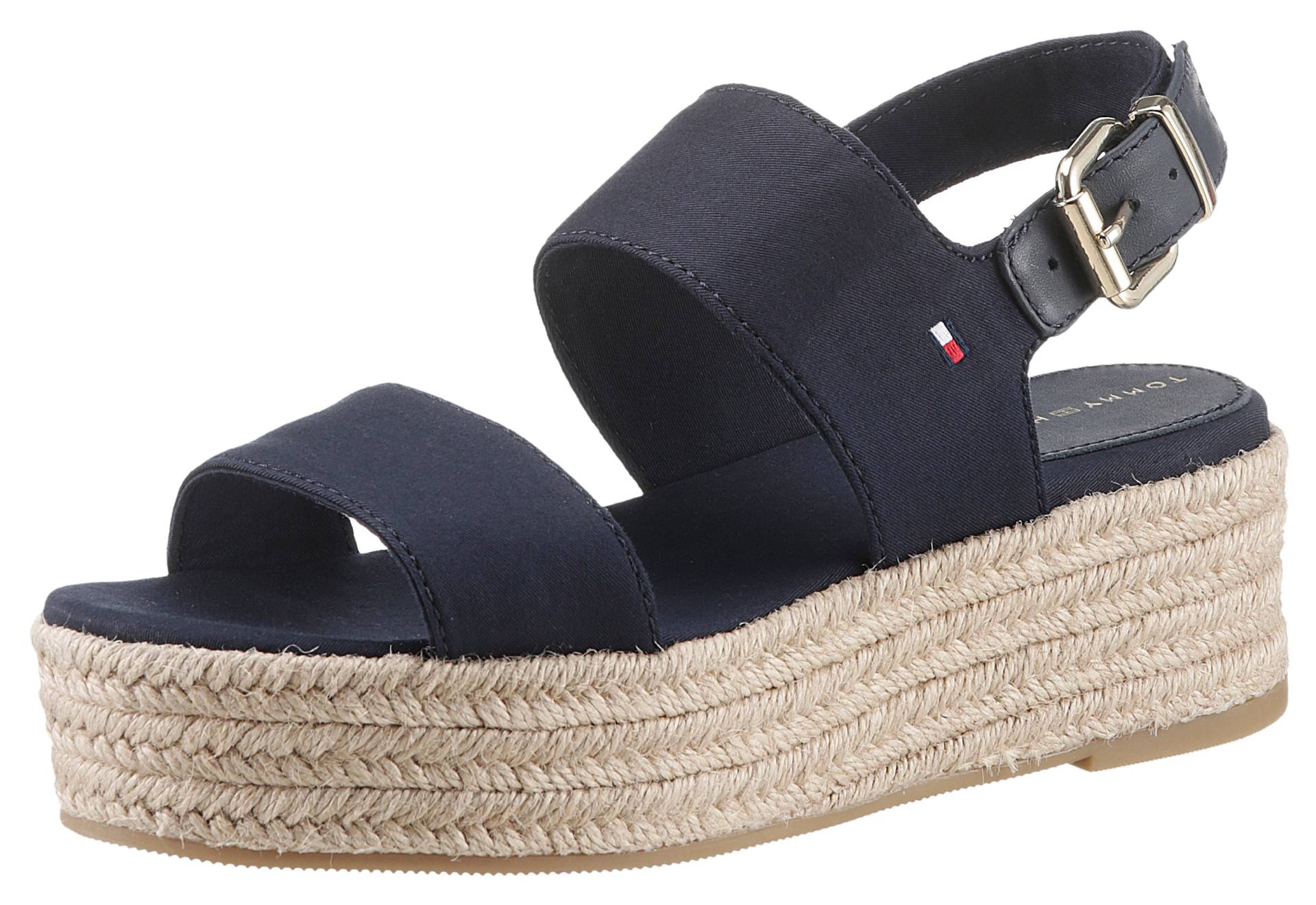 Tommy Hilfiger Riemchensandale »MID WEDGE SANDAL«, Sommerschuh, Sandalette mit jutebezogenem Plateauabsatz von Tommy Hilfiger