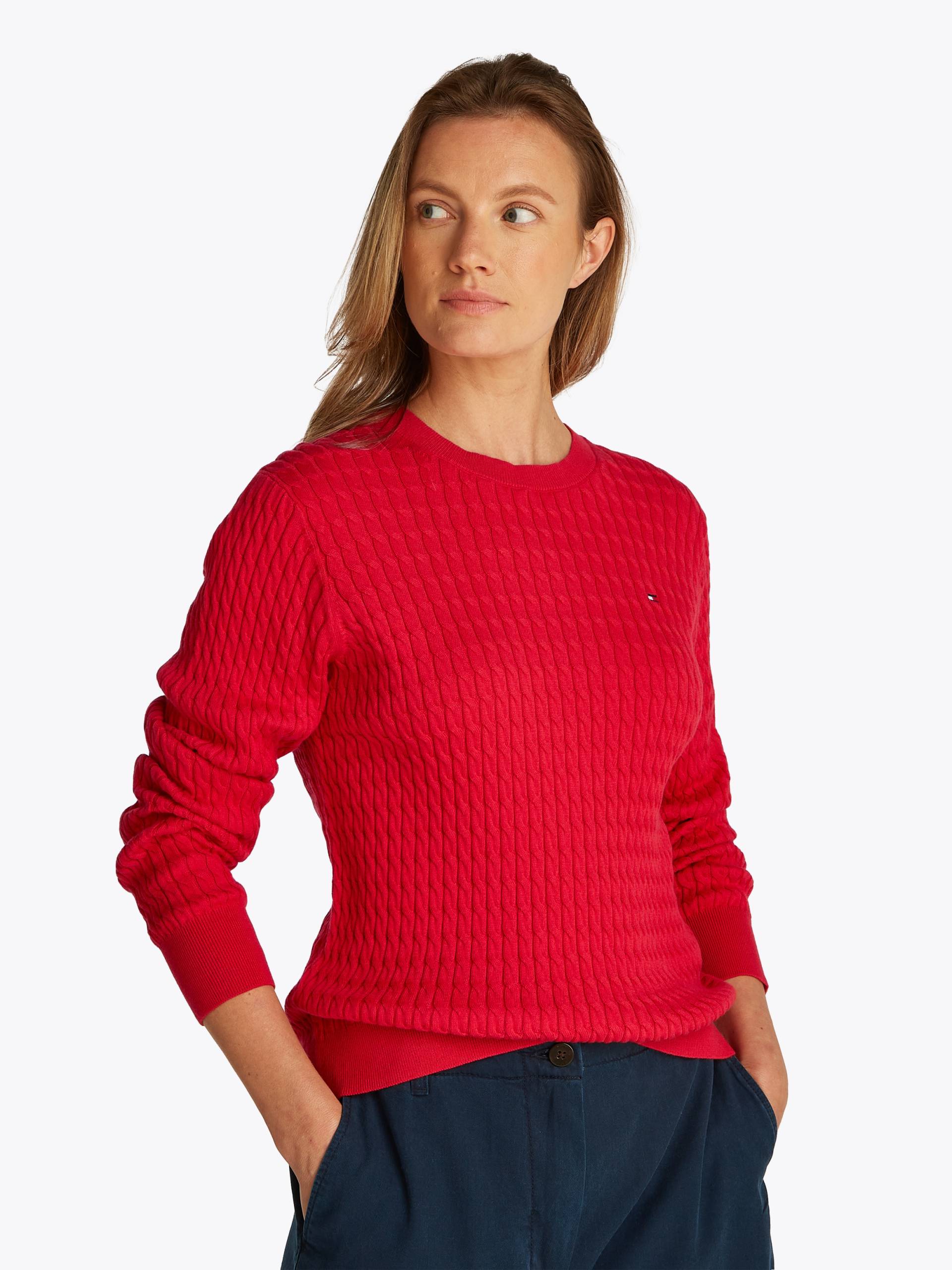 Tommy Hilfiger Rundhalspullover »CO CABLE C-NK LS SWEATER«, mit Zopfmuster von Tommy Hilfiger