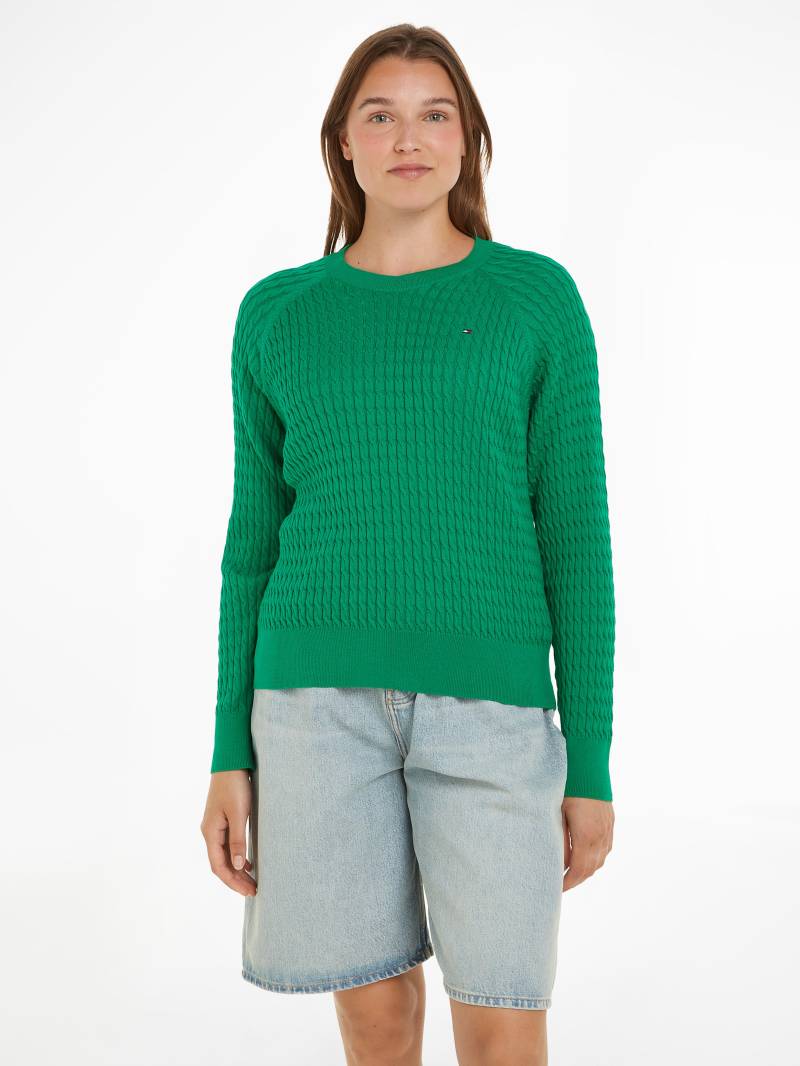 Tommy Hilfiger Rundhalspullover »CO CABLE C-NK SWEATER«, mit Zopfmuster von Tommy Hilfiger