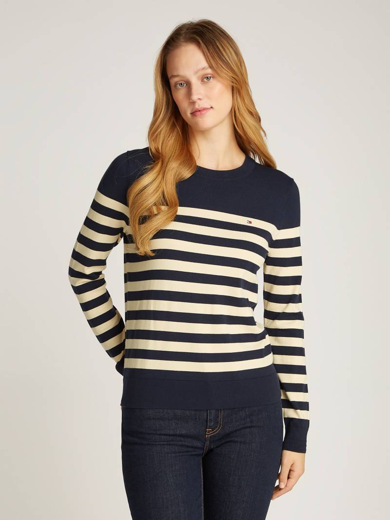 Tommy Hilfiger Rundhalspullover »CO JERSEY STITCH LS C-NK SWT«, mit Logostickerei von Tommy Hilfiger