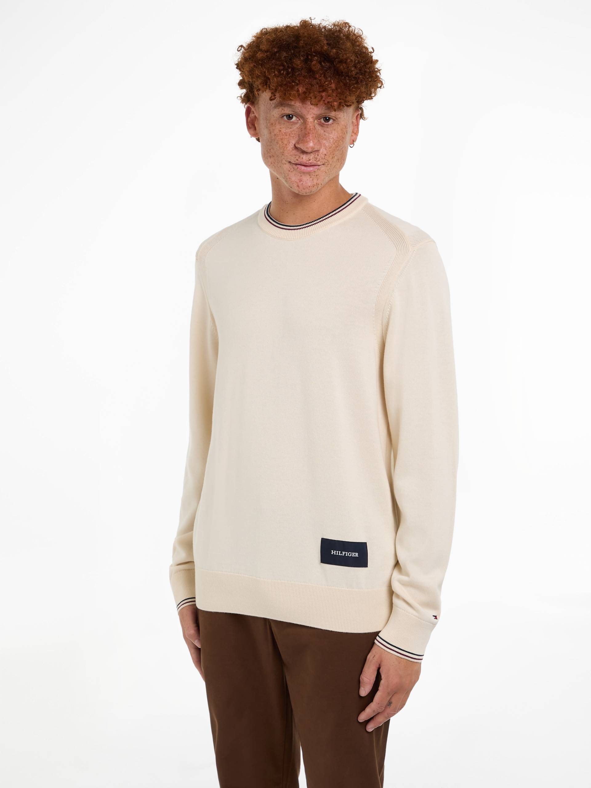 Tommy Hilfiger Rundhalspullover »RWB COTTON CREW NECK«, farbliche Akzente in Tommy Farben von Tommy Hilfiger