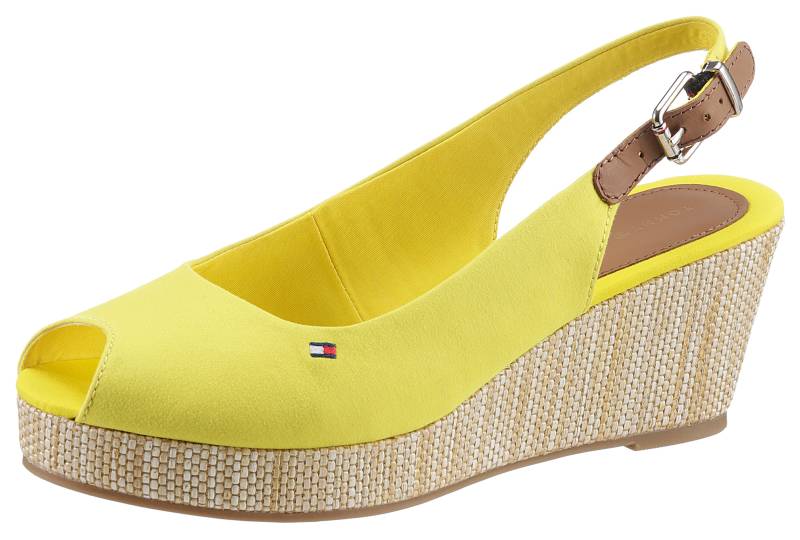 Tommy Hilfiger Sandalette »ICONIC ELBA SLING BACK WEDGE«, Sommerschuh, Sandale, Keilabsatz, mit Jutebesatz von Tommy Hilfiger