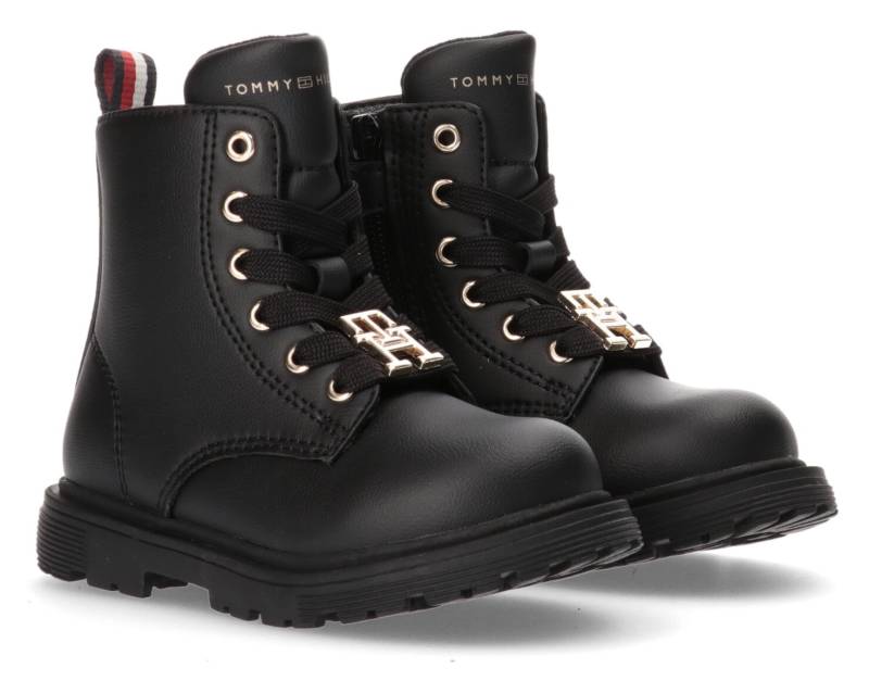 Tommy Hilfiger Schnürboots, Winterstiefel, Schnürstiefel, Boots mit goldfarbenem Logo-Emblem von Tommy Hilfiger