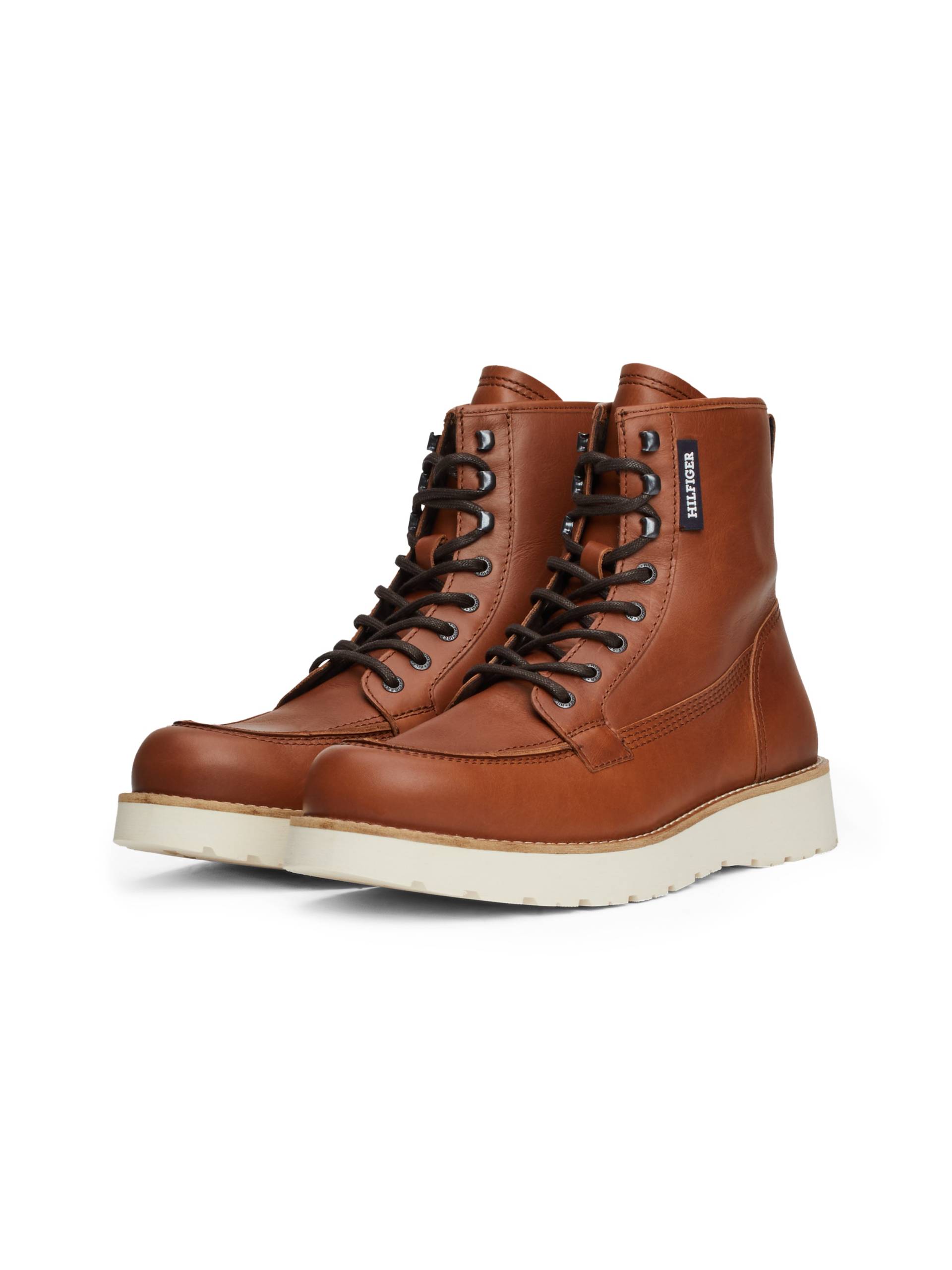 Tommy Hilfiger Schnürboots »TH AMERICAN PREM CHECK LTH BOOT«, Plateau, Herbstmode, Schnürstiefelette mit Label von Tommy Hilfiger