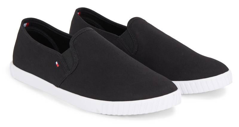 Tommy Hilfiger Slipper »CANVAS SLIP-ON SNEAKER«, Freizeitschuh, Slip On Sneaker, Sommerschuh mit Gummizug, schmale Form von Tommy Hilfiger