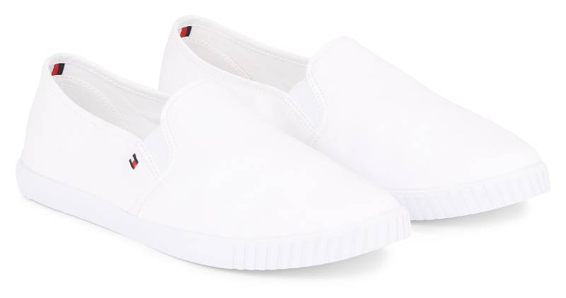 Tommy Hilfiger Slipper »CANVAS SLIP-ON SNEAKER«, Freizeitschuh, Slip On Sneaker, Sommerschuh mit Gummizug, schmale Form von Tommy Hilfiger