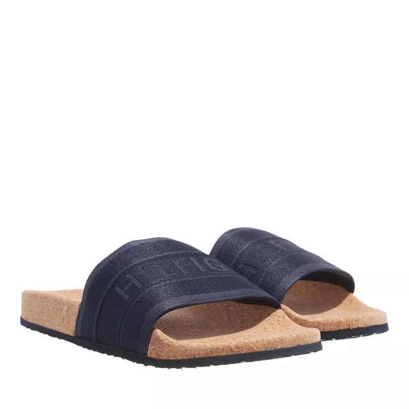 Tommy Hilfiger Slipper & Pantoletten - Tommy Webbing Cork Pool Slide - Gr. 36 (EU) - in Blau - für Damen von Tommy Hilfiger