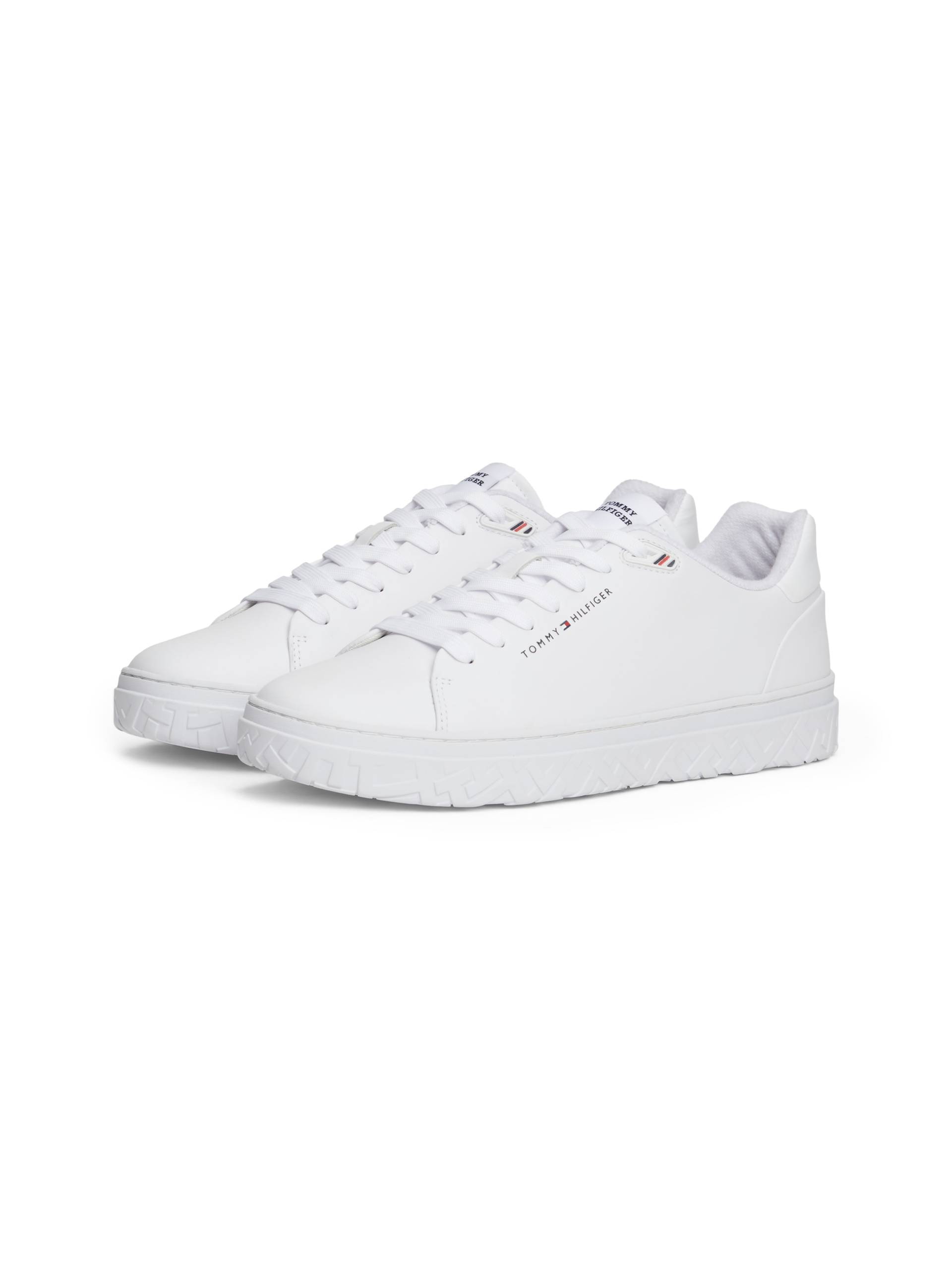 Tommy Hilfiger Sneaker »COURT THICK CUPSOLE LEATHER«, Plateau, Freizeitschuh, Halbschuh, Schnürschuh mit Logoschriftzug von Tommy Hilfiger