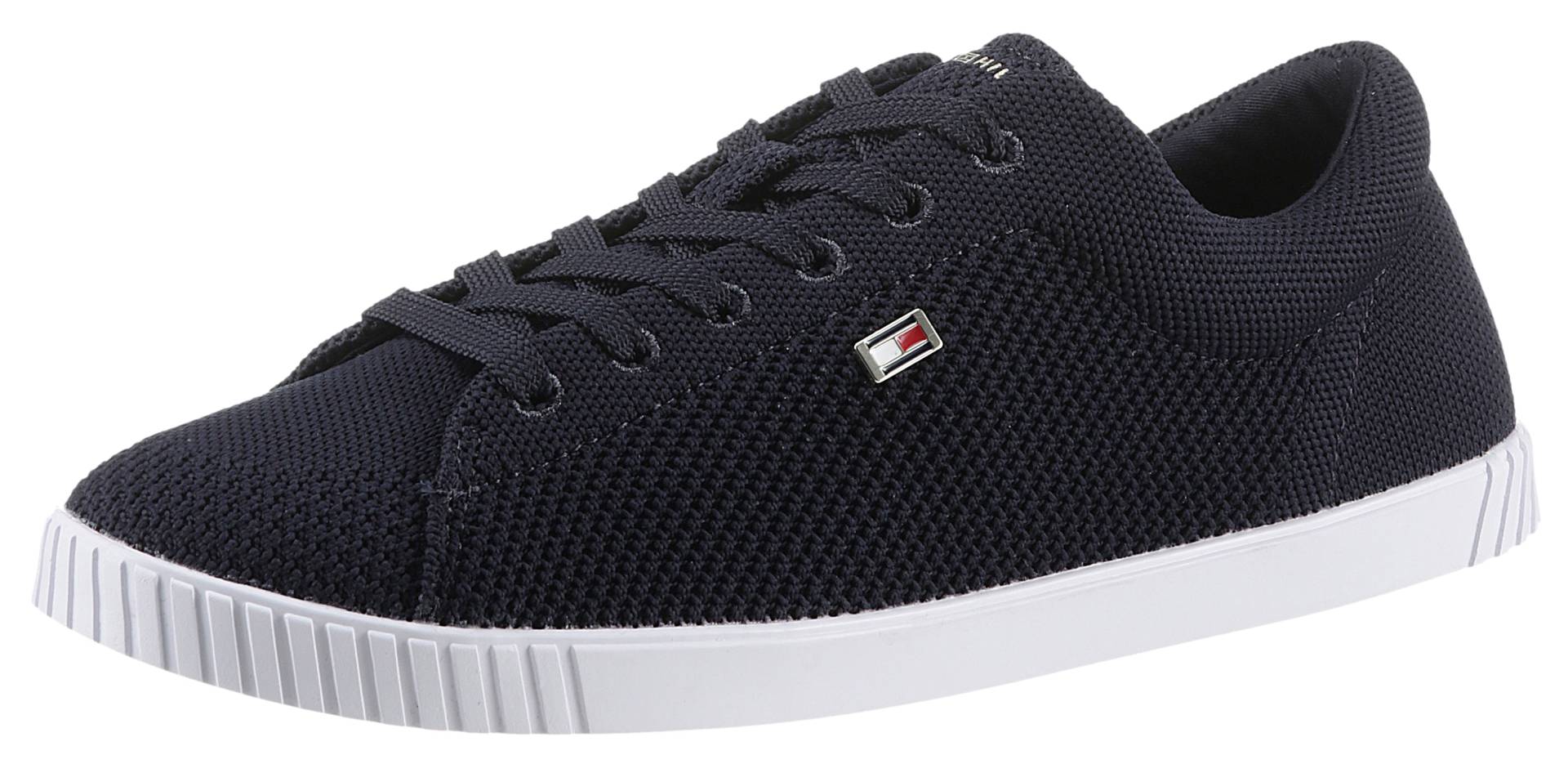 Tommy Hilfiger Sneaker »FLAG LACE UP SNEAKER KNIT«, Freizeitschuh, Halbschuh, Schnürschuh mit seitlichem Flaggen-Label von Tommy Hilfiger