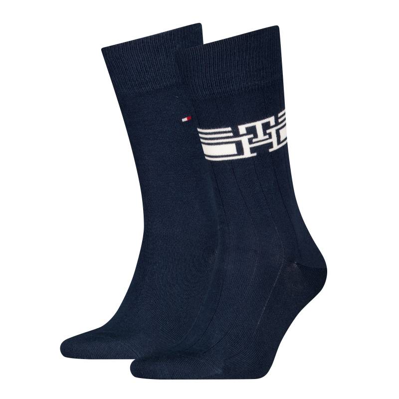 Tommy Hilfiger Socken »TH MEN SOCK 2P MONOGRAM STRIPE«, (2 Paar), mit markantem Logoemblem von Tommy Hilfiger