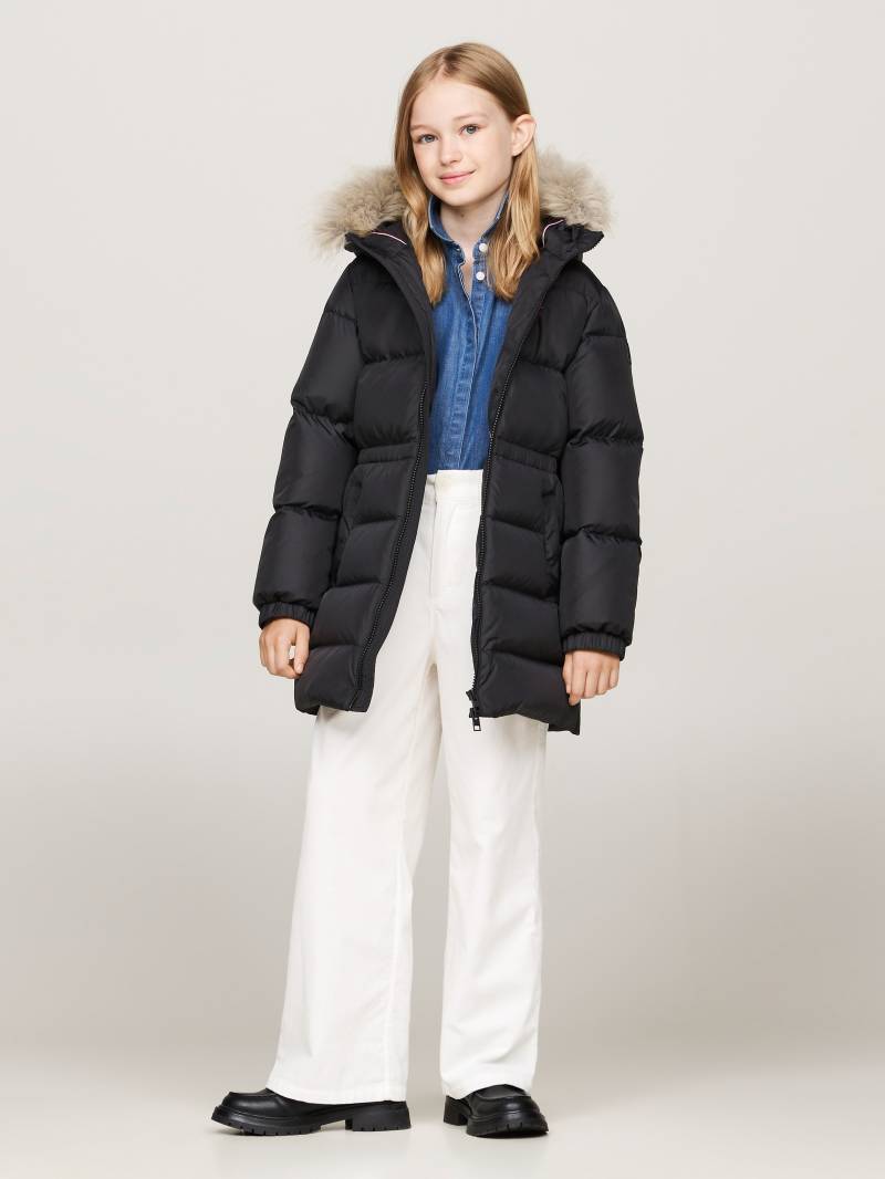 Tommy Hilfiger Steppjacke »LONG WAISTED DOWN JACKET«, mit Kapuze, mit Fellimitat von Tommy Hilfiger