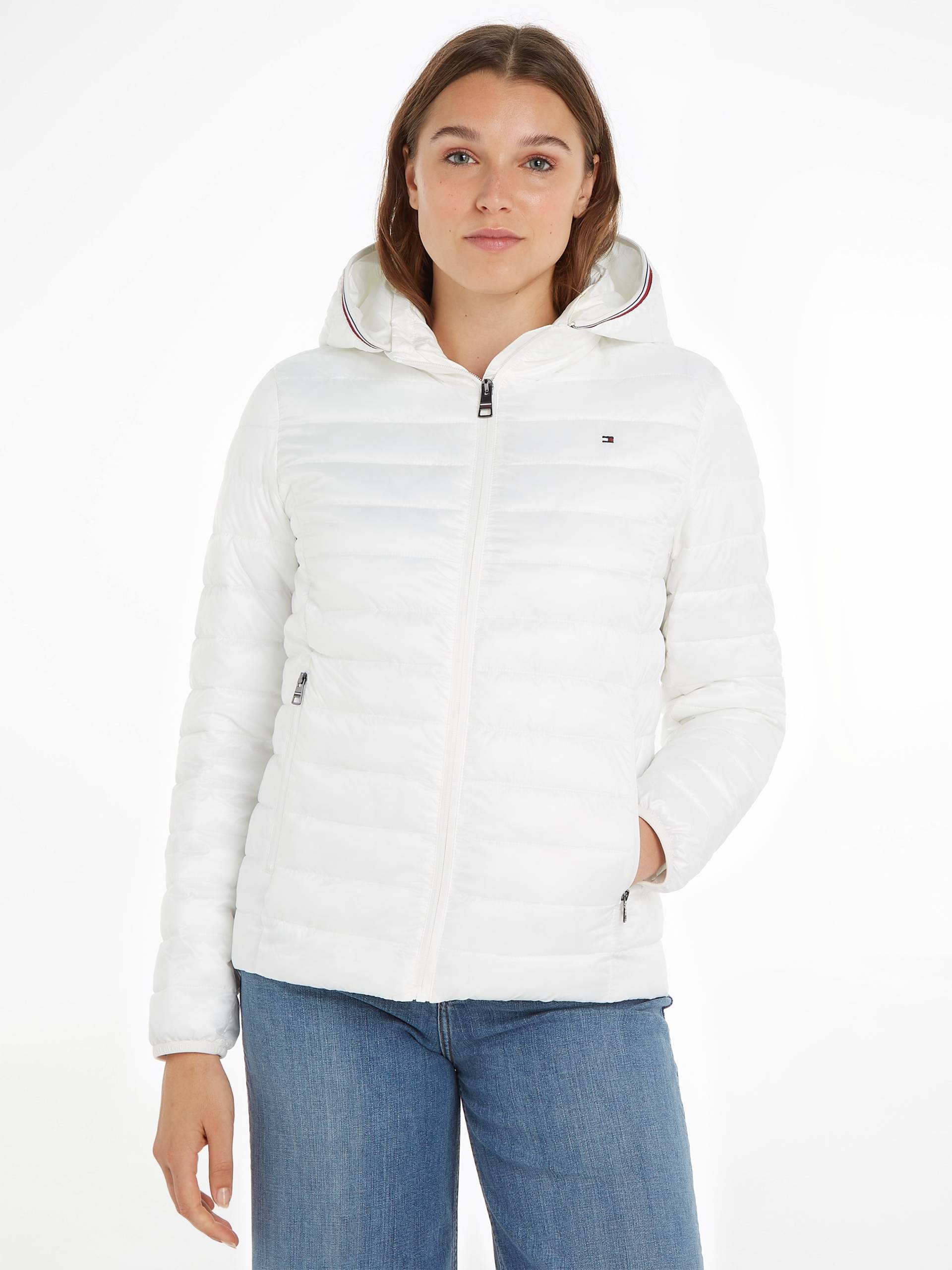 Tommy Hilfiger Steppjacke »LW PADDED GLOBAL STRIPE JACKET«, (Global Serie TH WOMEN), mit Kapuze, mit Brand-Elastiktape an der Kapuze von Tommy Hilfiger