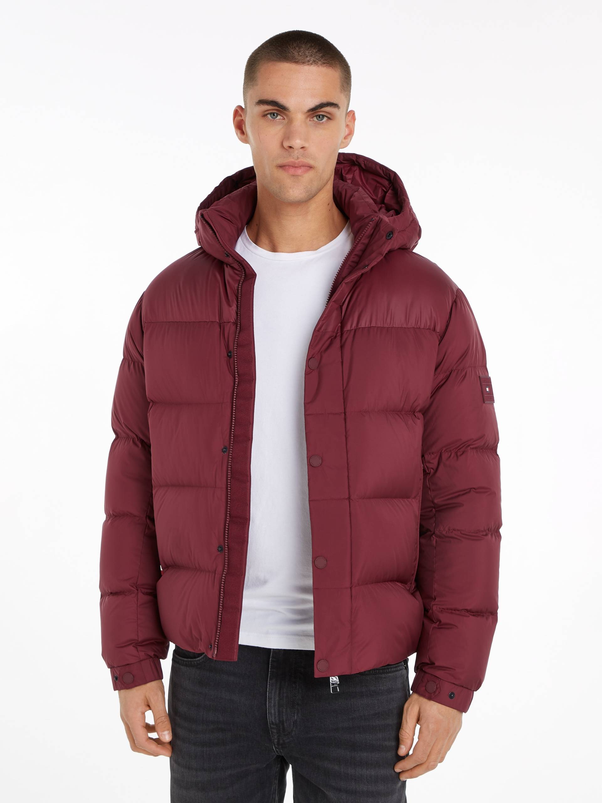 Tommy Hilfiger Steppjacke »MIX DOWN HOODED PUFFER JACKET«, mit Kapuze, mit abnehmbarer Kapuze von Tommy Hilfiger