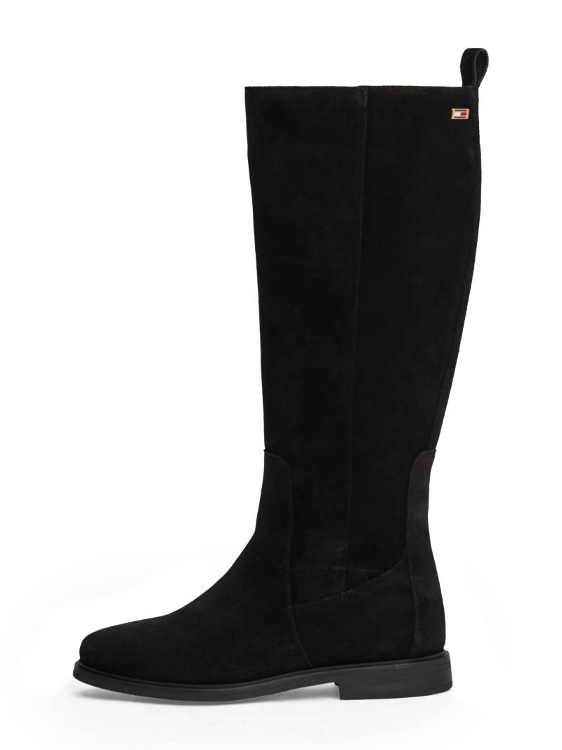 Tommy Hilfiger Stiefel »FLAG SUEDE LONG BOOT ZIP«, Blockabstz, Langschaftstiefel, Businesstiefel mit kleinem Logo von Tommy Hilfiger