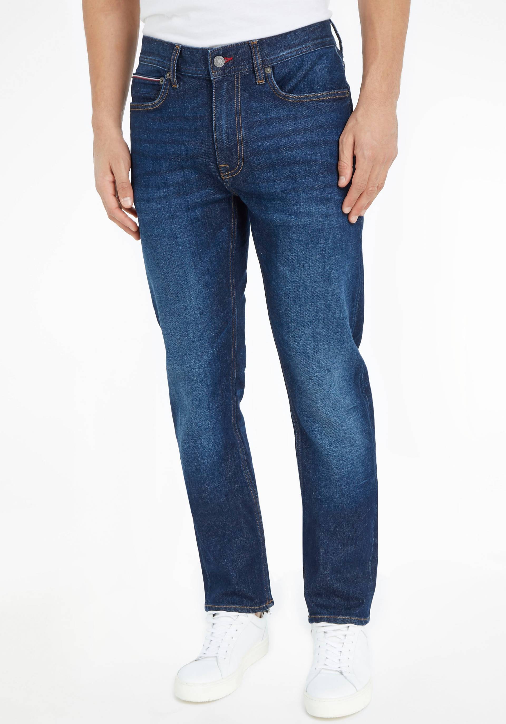 Tommy Hilfiger Straight-Jeans »STRAIGHT DENTON STR CHARLES BLUE«, mit Tommy Hilfiger Leder-Batch am hinteren Bundabschluss von Tommy Hilfiger