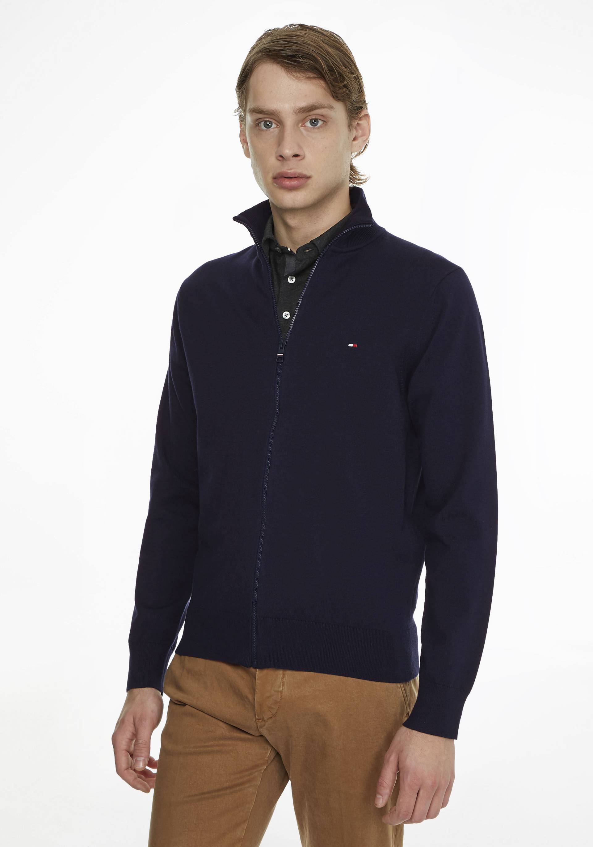 Tommy Hilfiger Strickjacke »1985 ZIP THROUGH«, mit Rippbündchen von Tommy Hilfiger